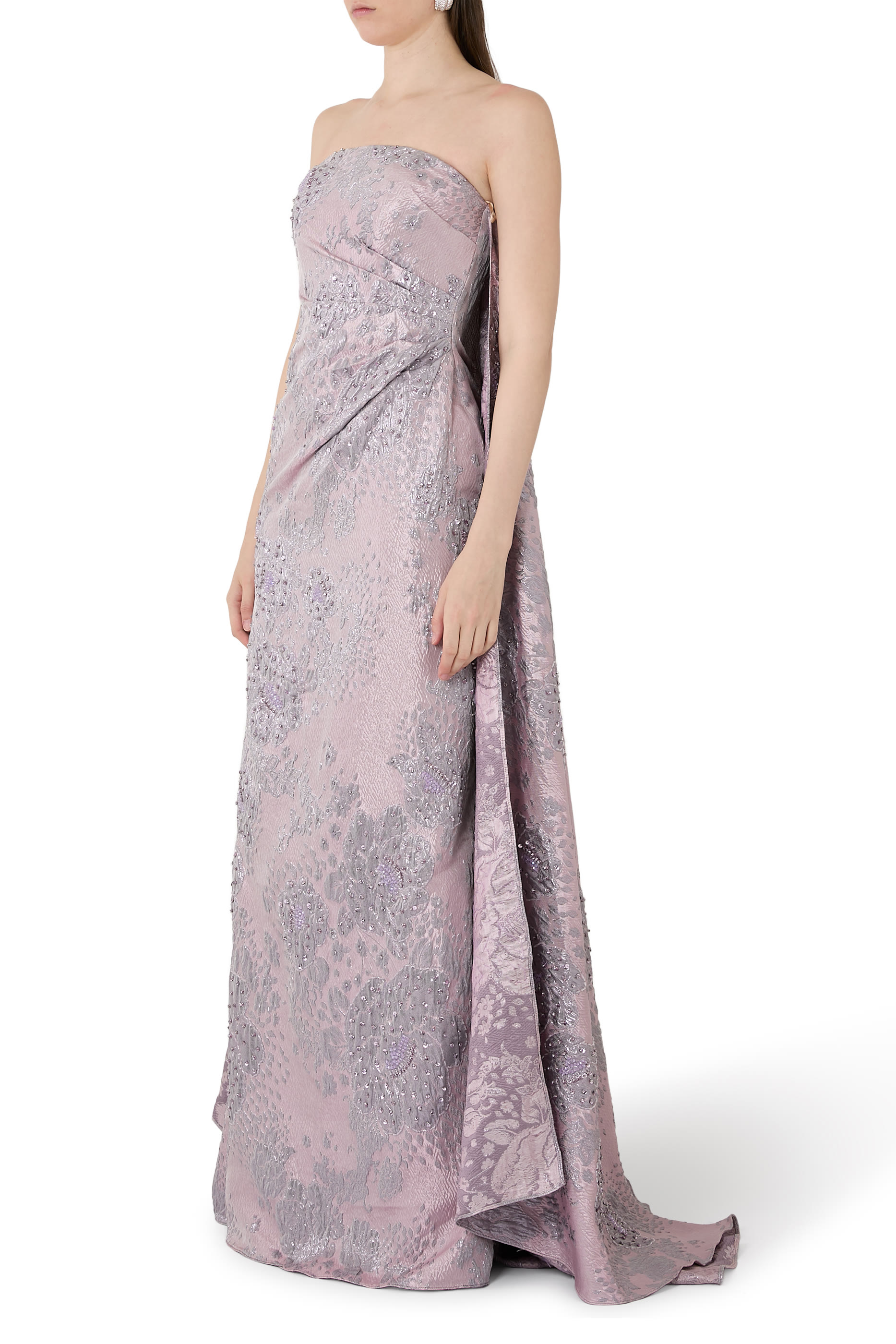 Strapless Jacquard Gown