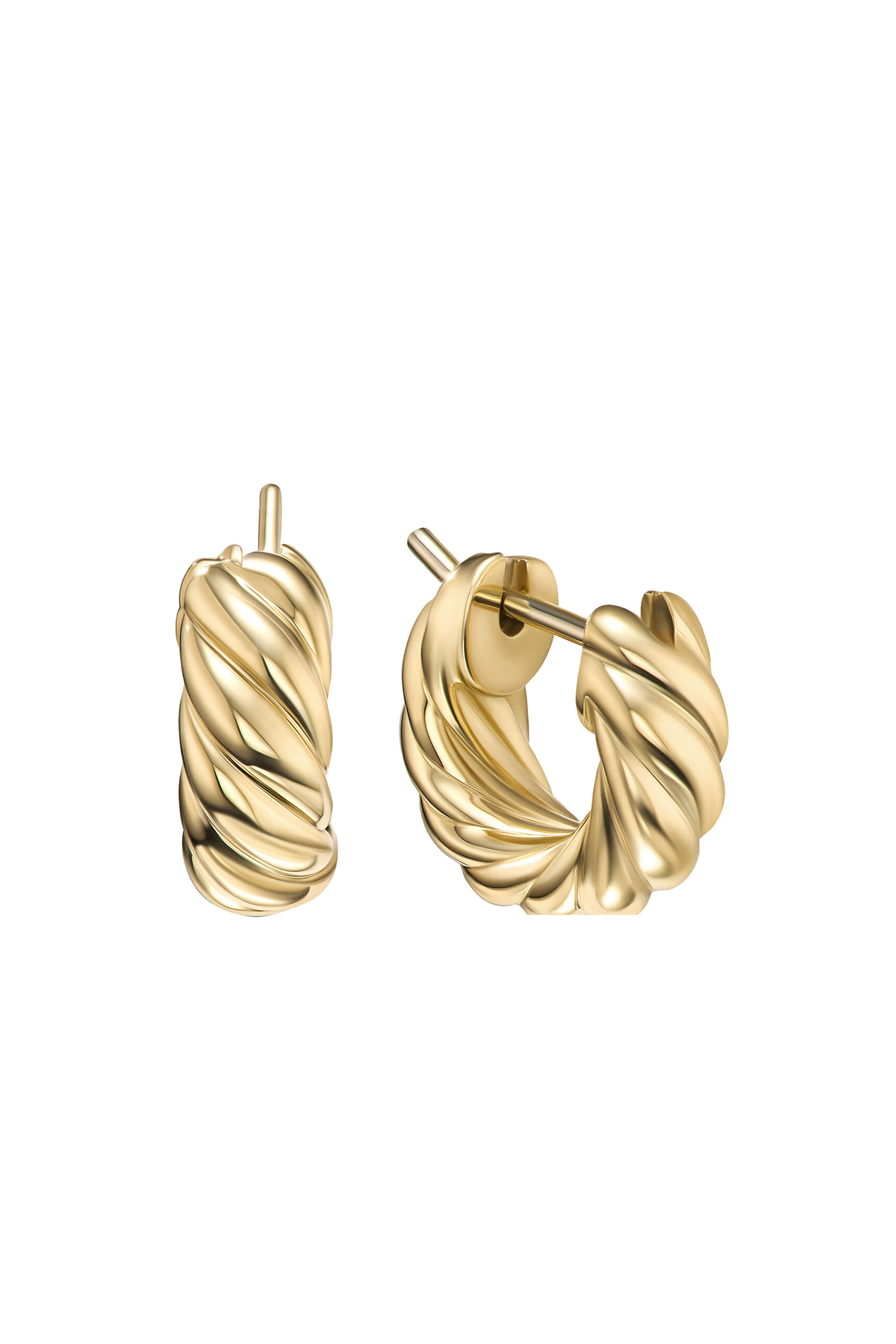 Sculpted Cable Hoop Earrings, 18k Yellow Gold