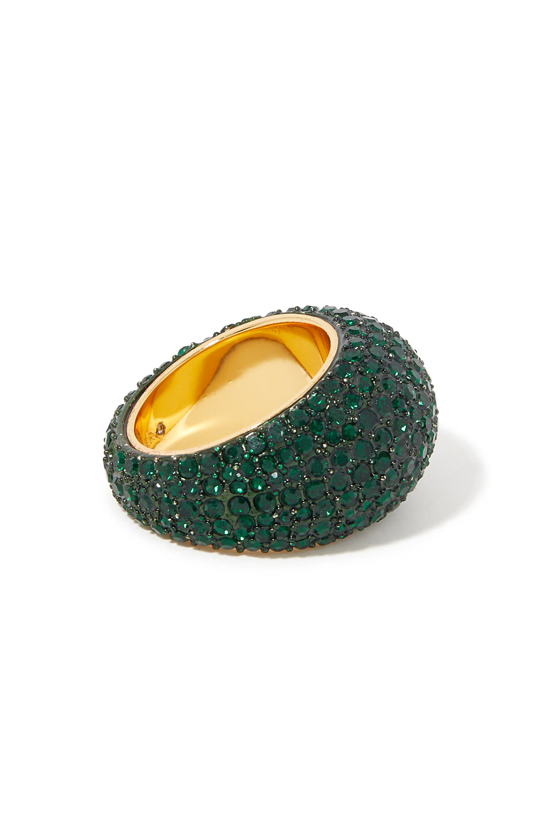 Pave Dome Ring, Brass & Crystals