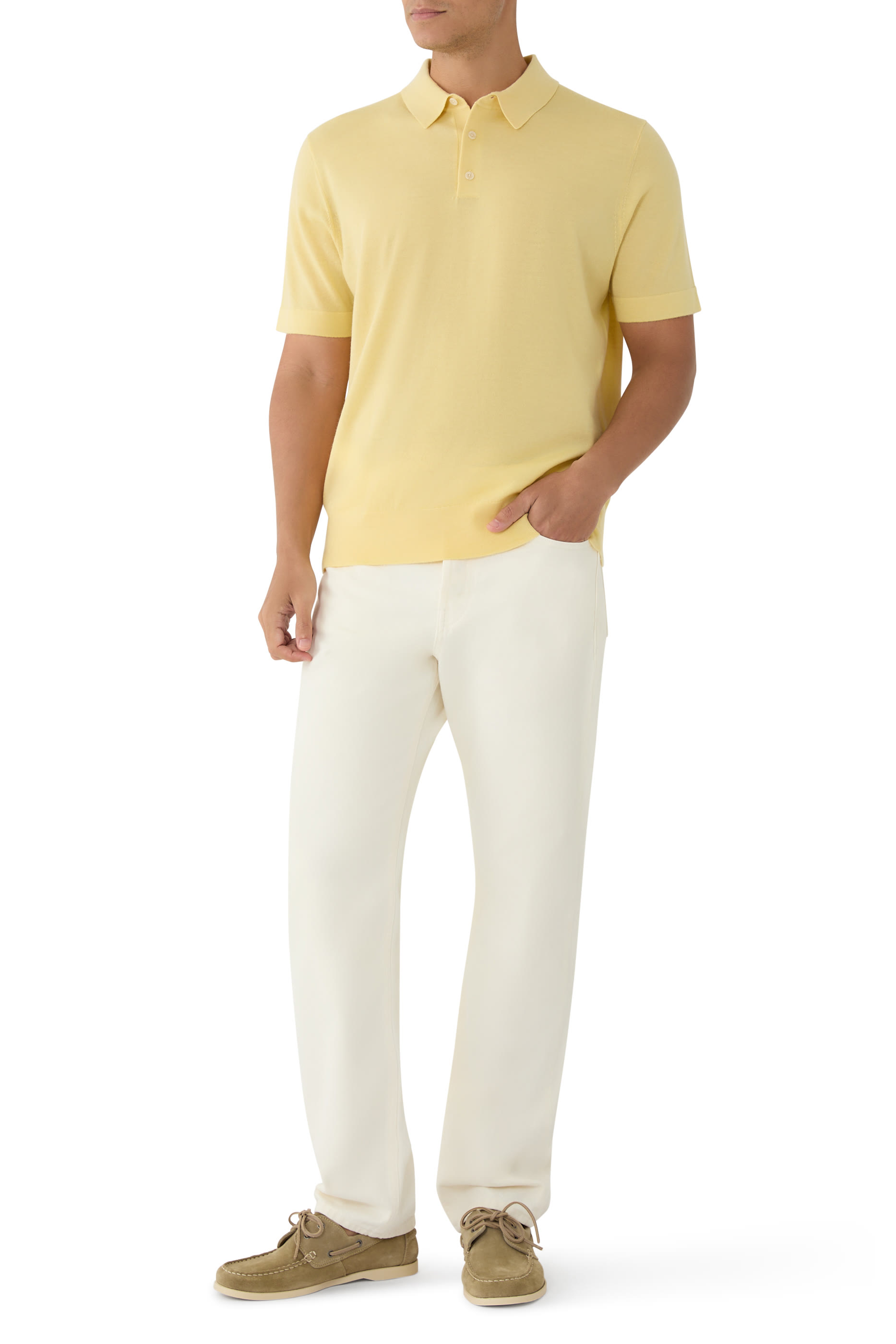 Featherweight Merino Wool-Cashmere Polo Sweater