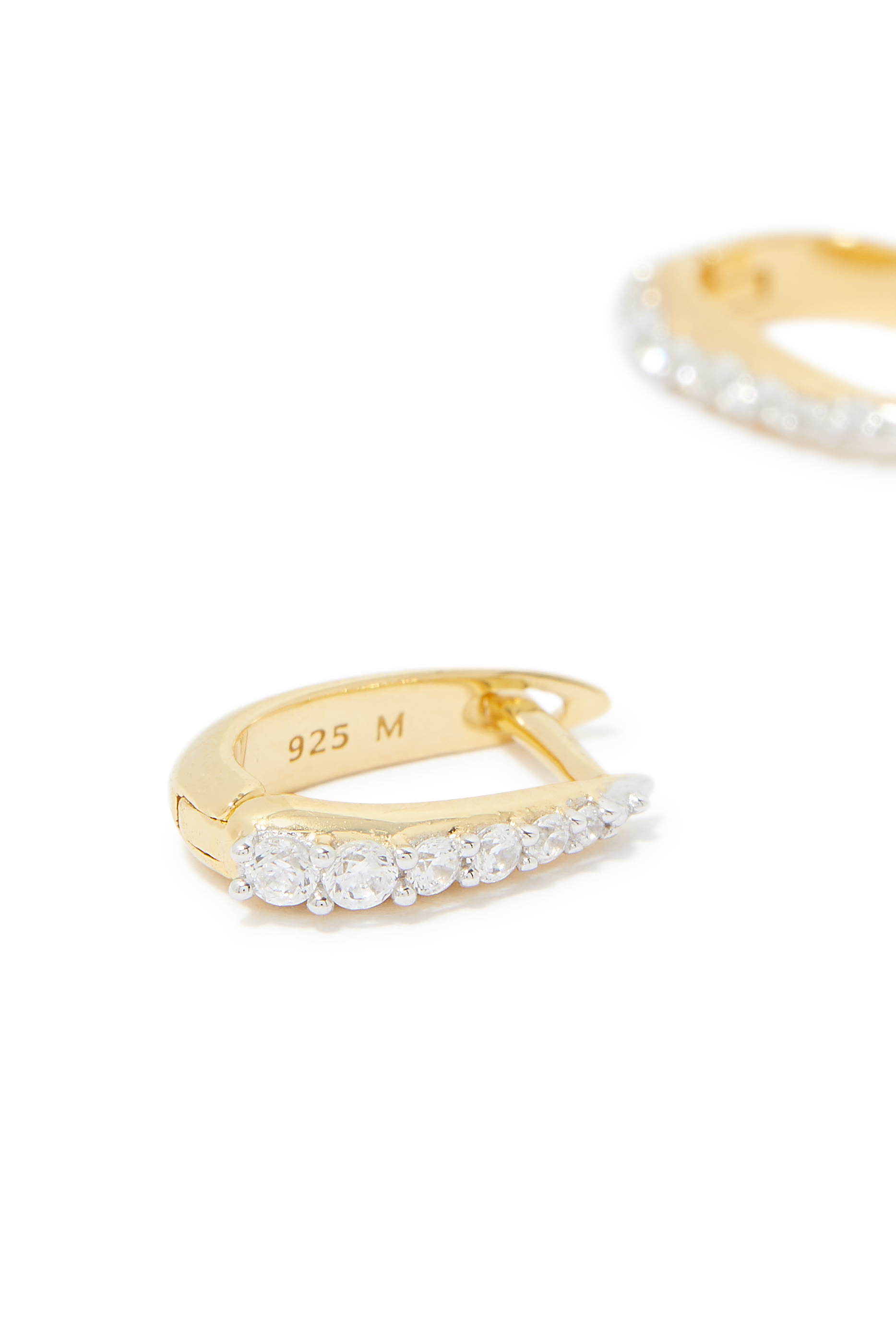 Claw Pave Huggies, 18k Yellow Gold with Sterling Silver & Cubic Zirconia