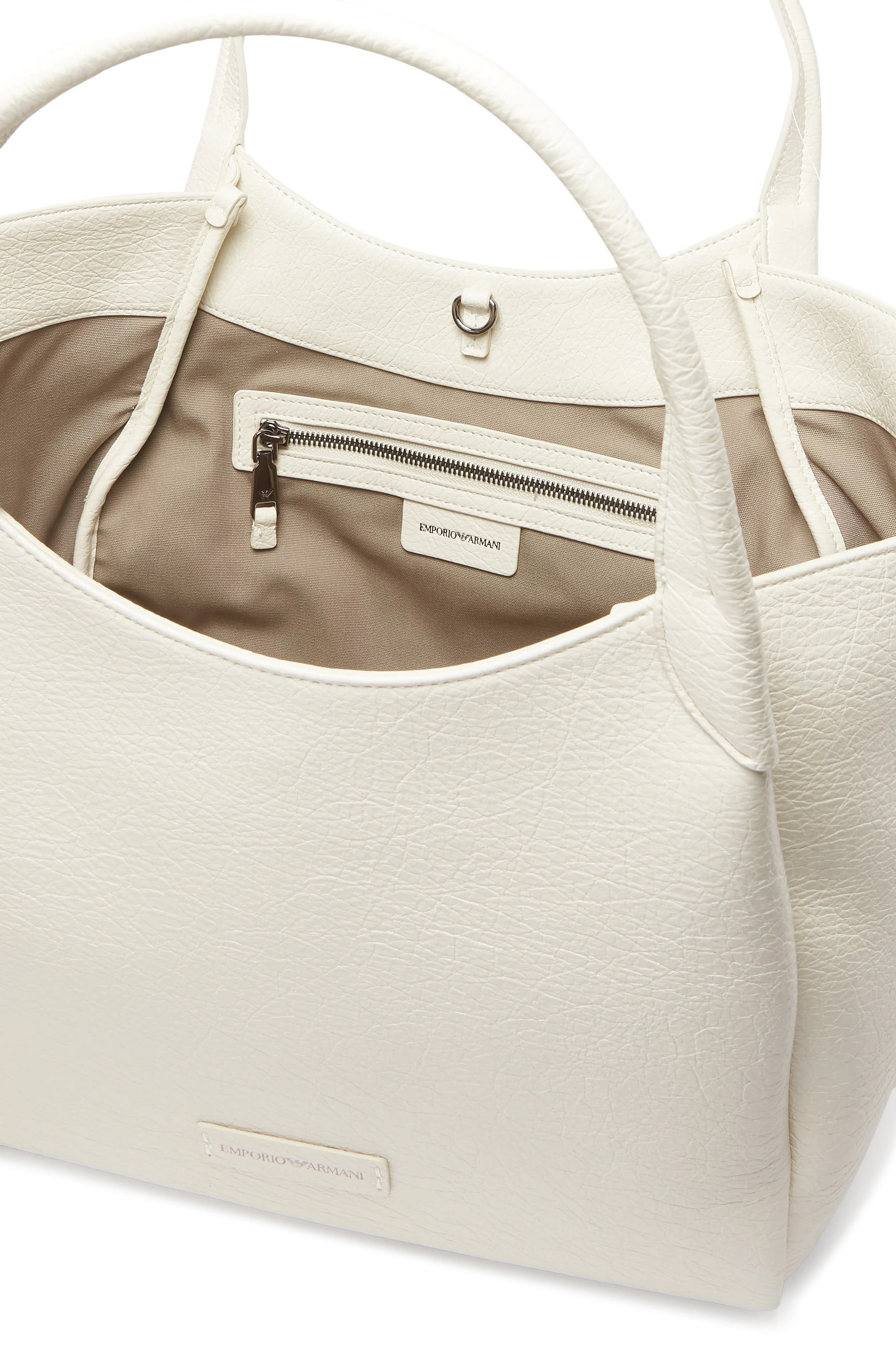 EA Logo Charm Tote Bag in Leather