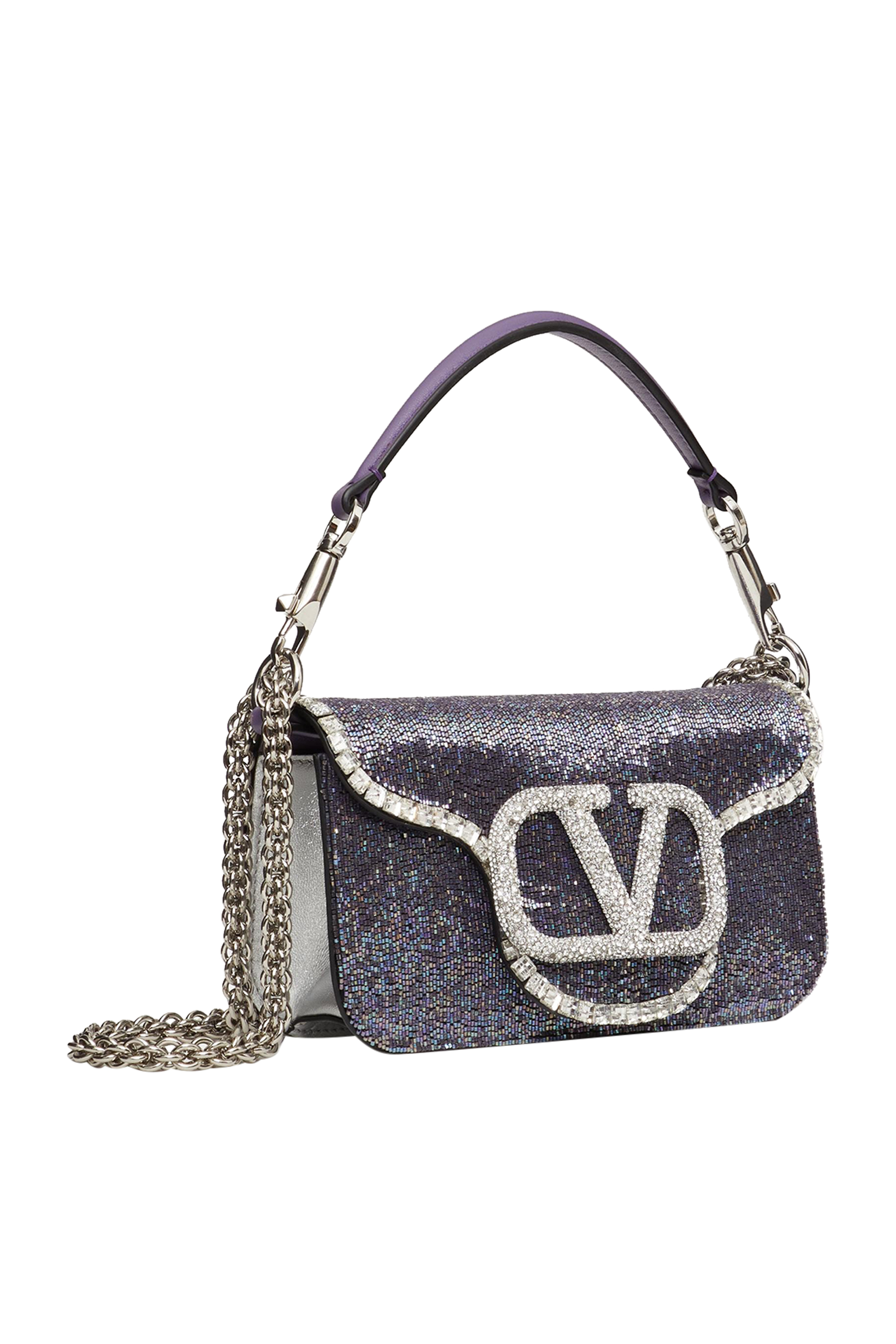 Valentino Garavani Loc&ograve; Embroidered Crystal Shoulder Bag