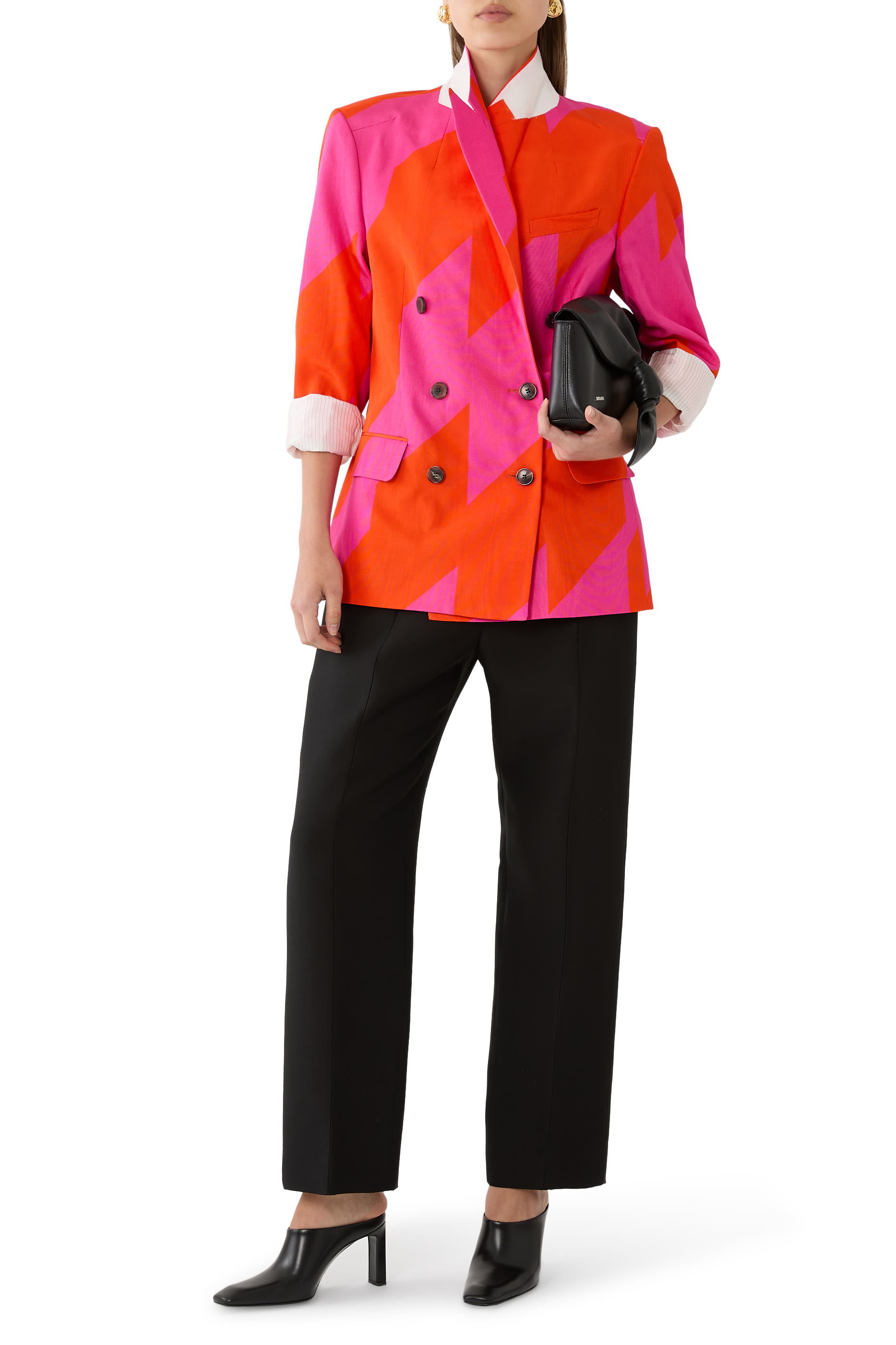 Double-Breasted Moir&eacute; Blazer