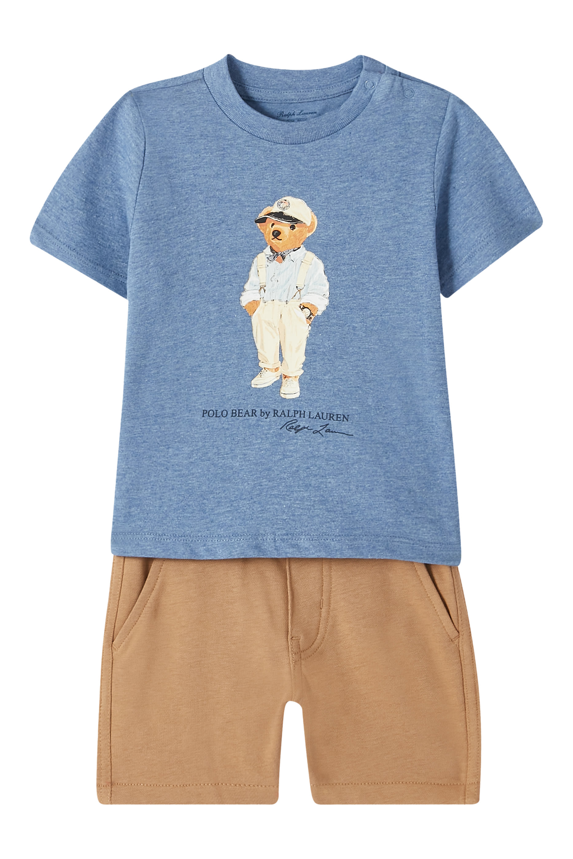 Kids Polo Bear Cotton T-Shirt & Short Set