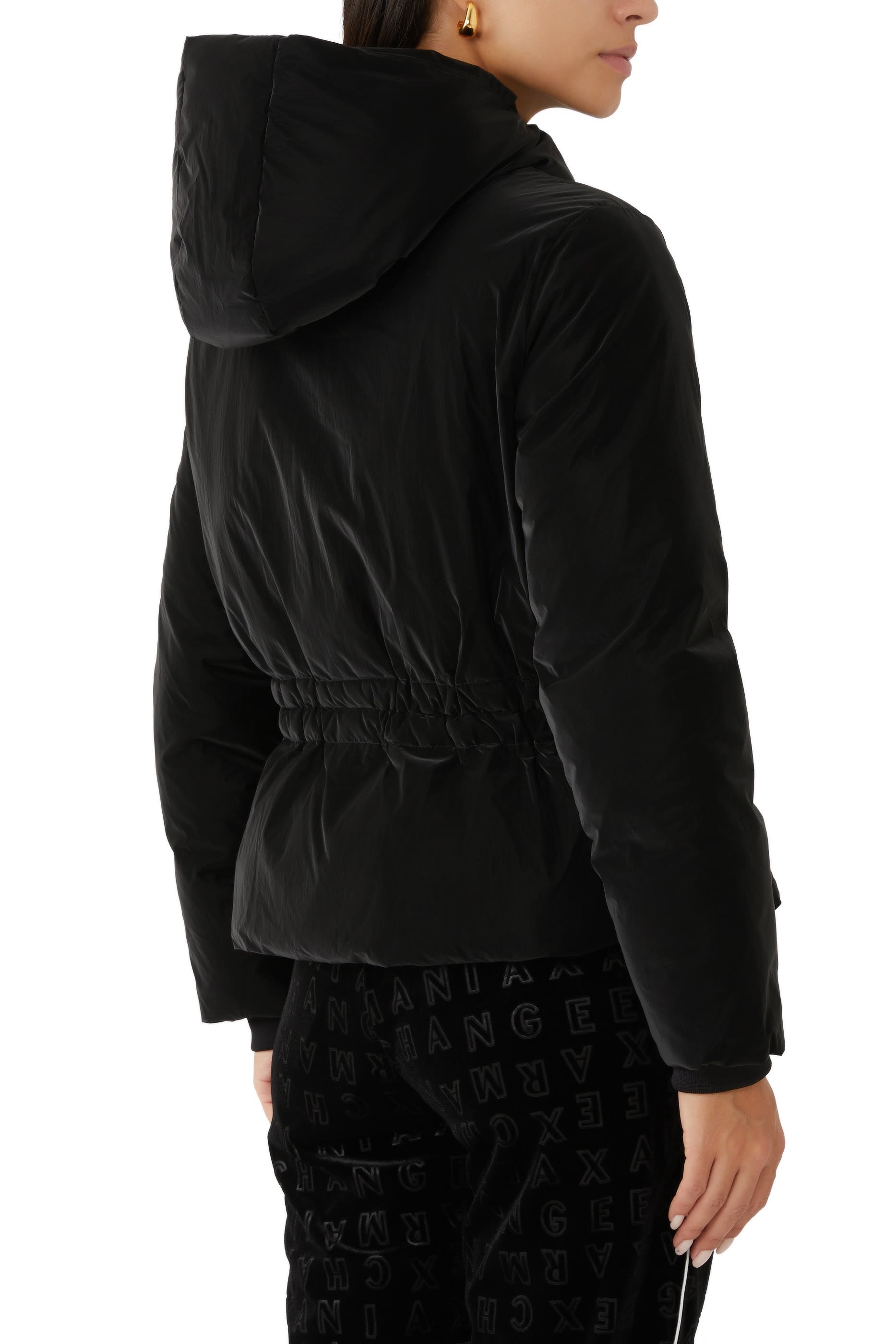 Velour Effect Fabric Jacket with Hood