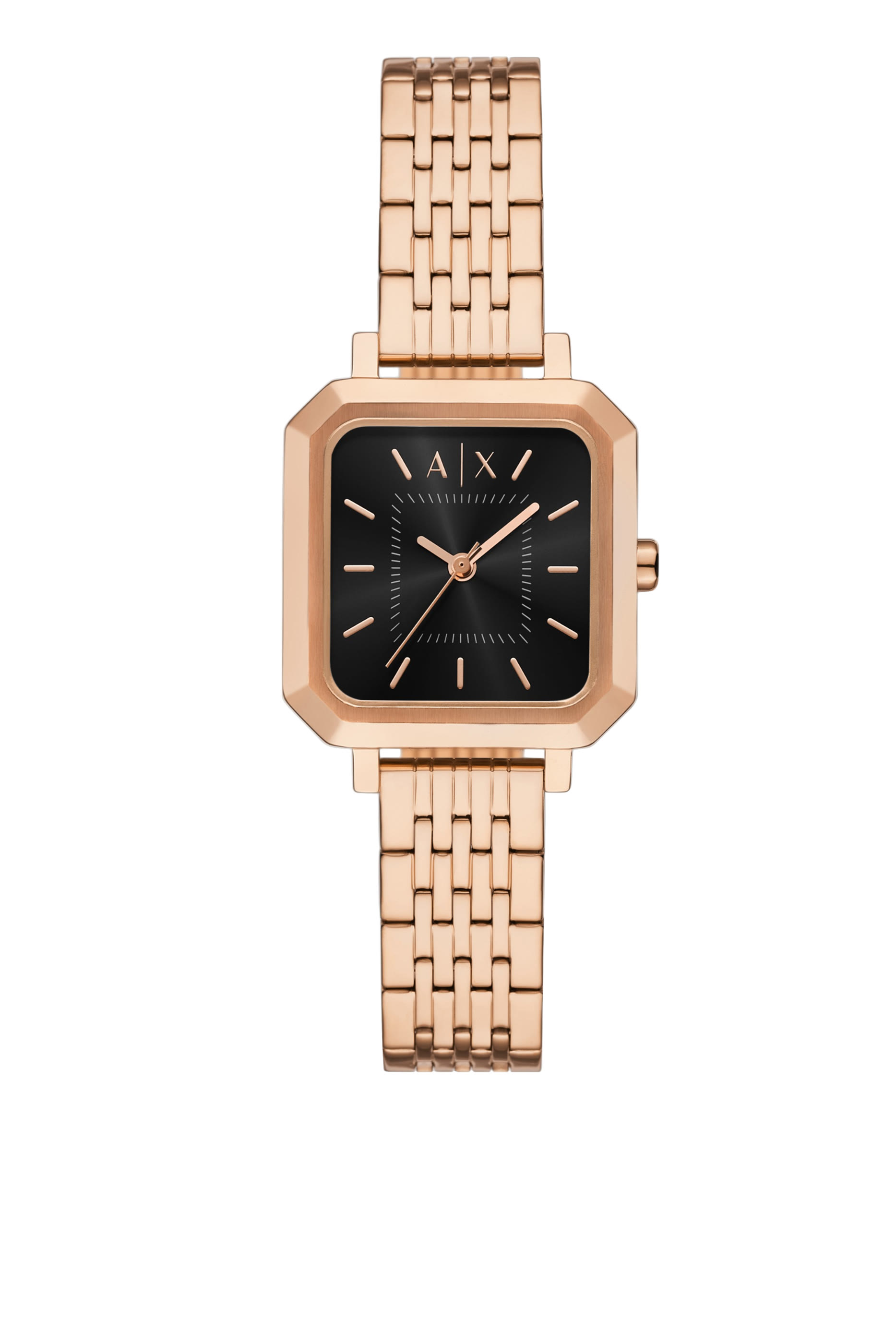 Three-Hand Rose Gold-Tone Stainless Steel Watch