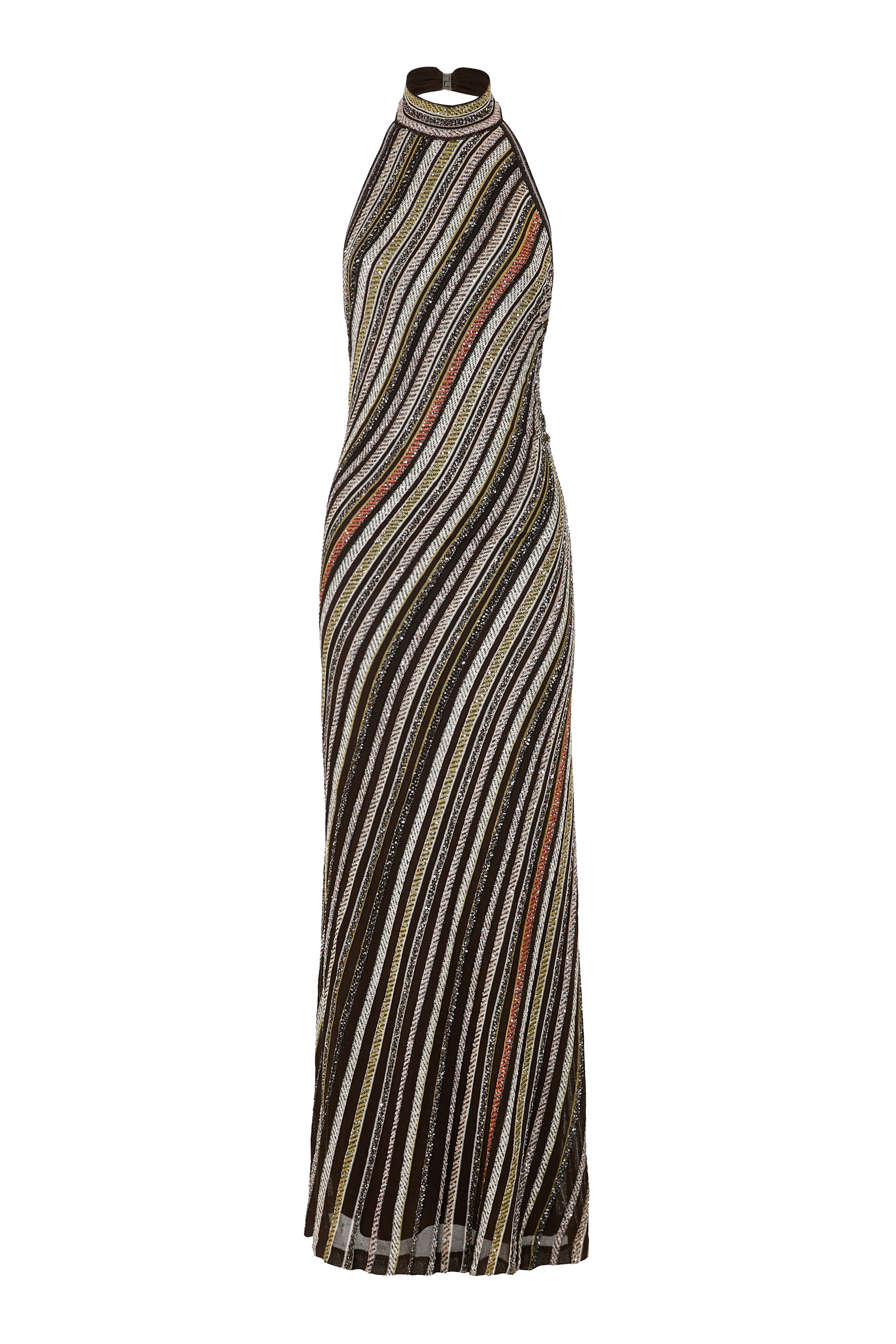 Striped Sequins Knitted Maxi Dress