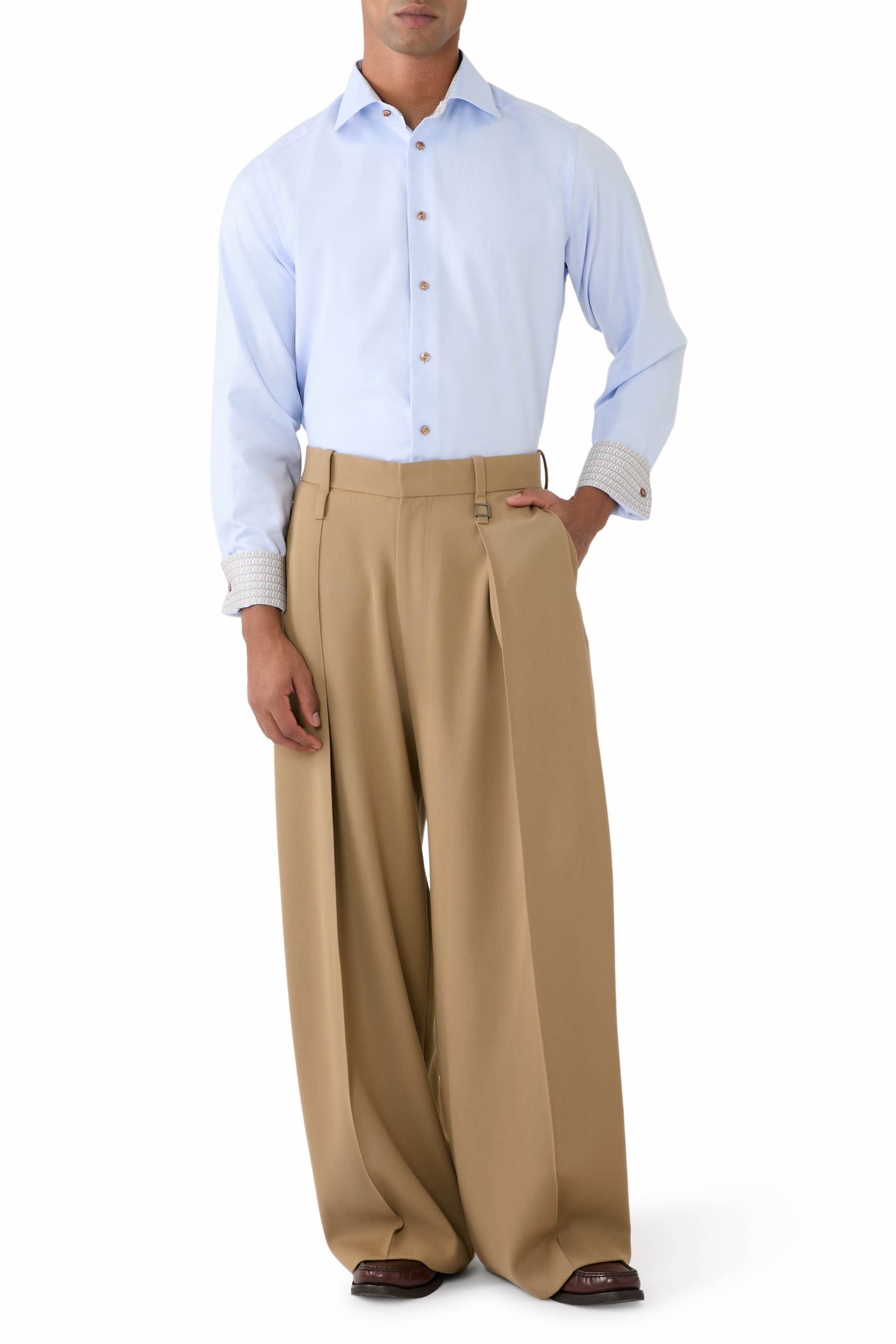 Geometric Effect Textured Twill Shirt