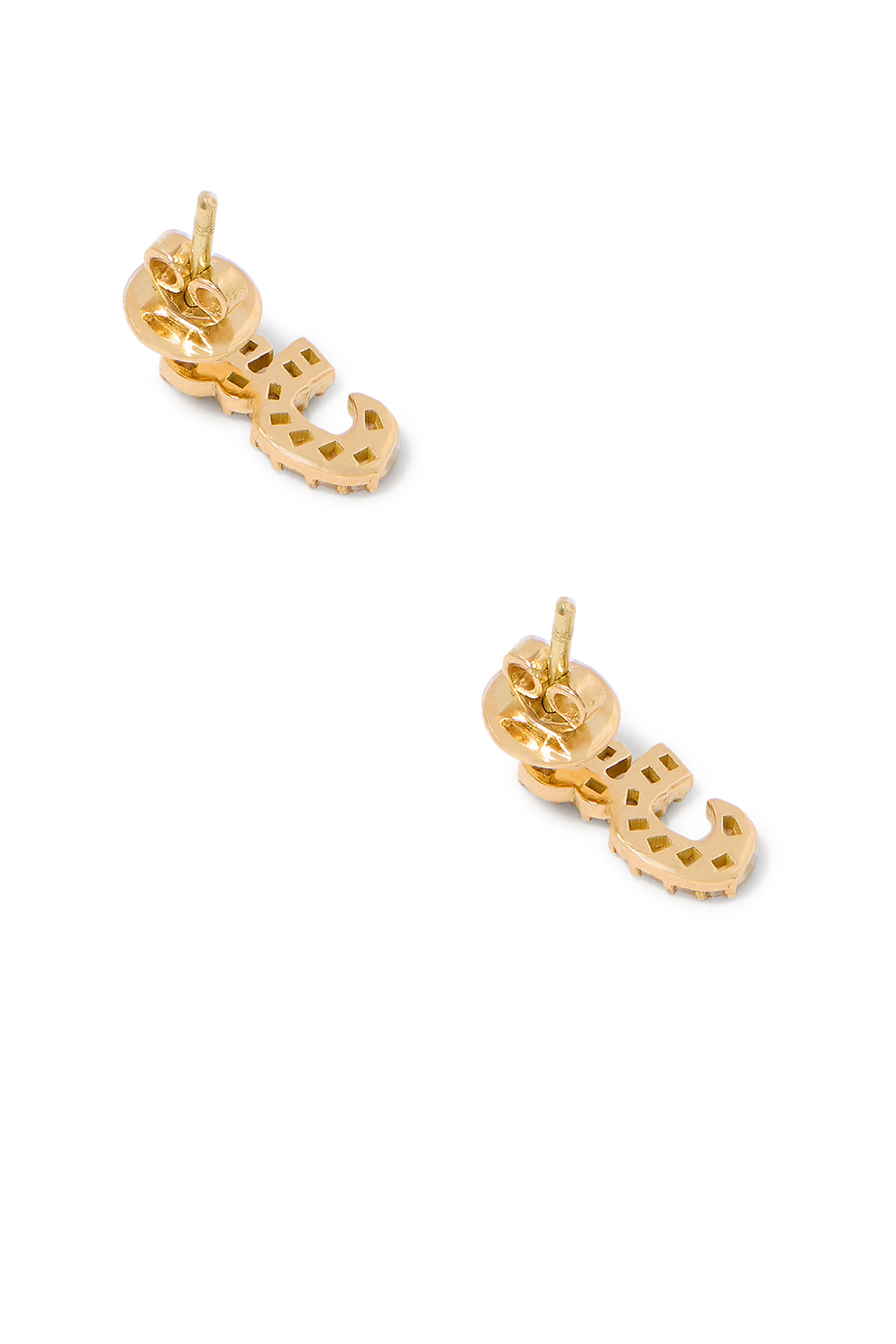 Letter Seen Earrings, 18k Yellow Gold & Diamonds