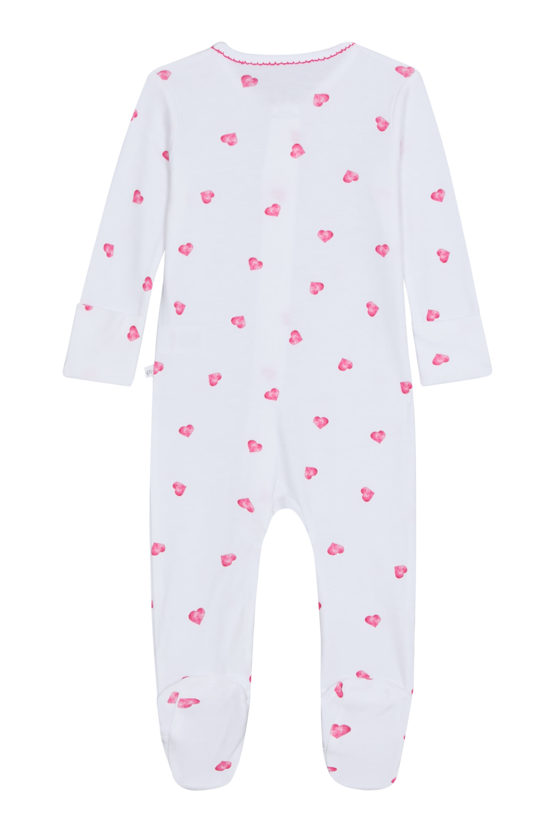 Kids Pink Heart Print Sleepsuit with Trim