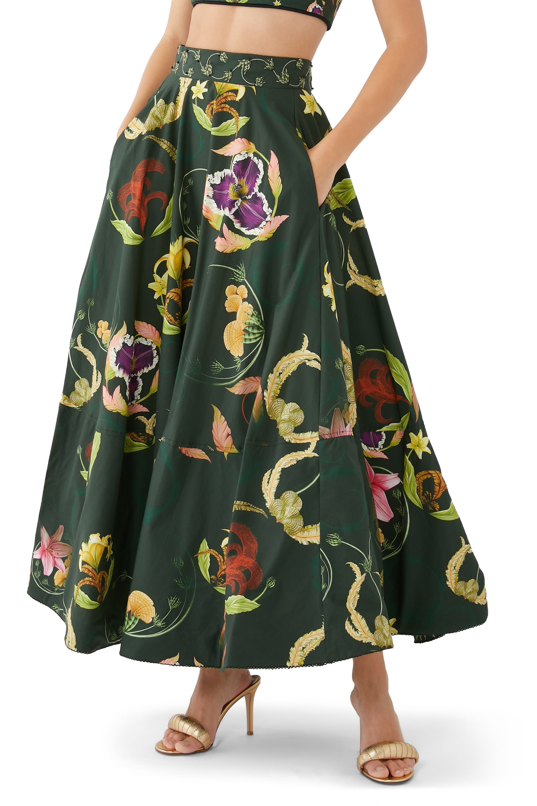 Bergamota Marina Embroidered Maxi Skirt