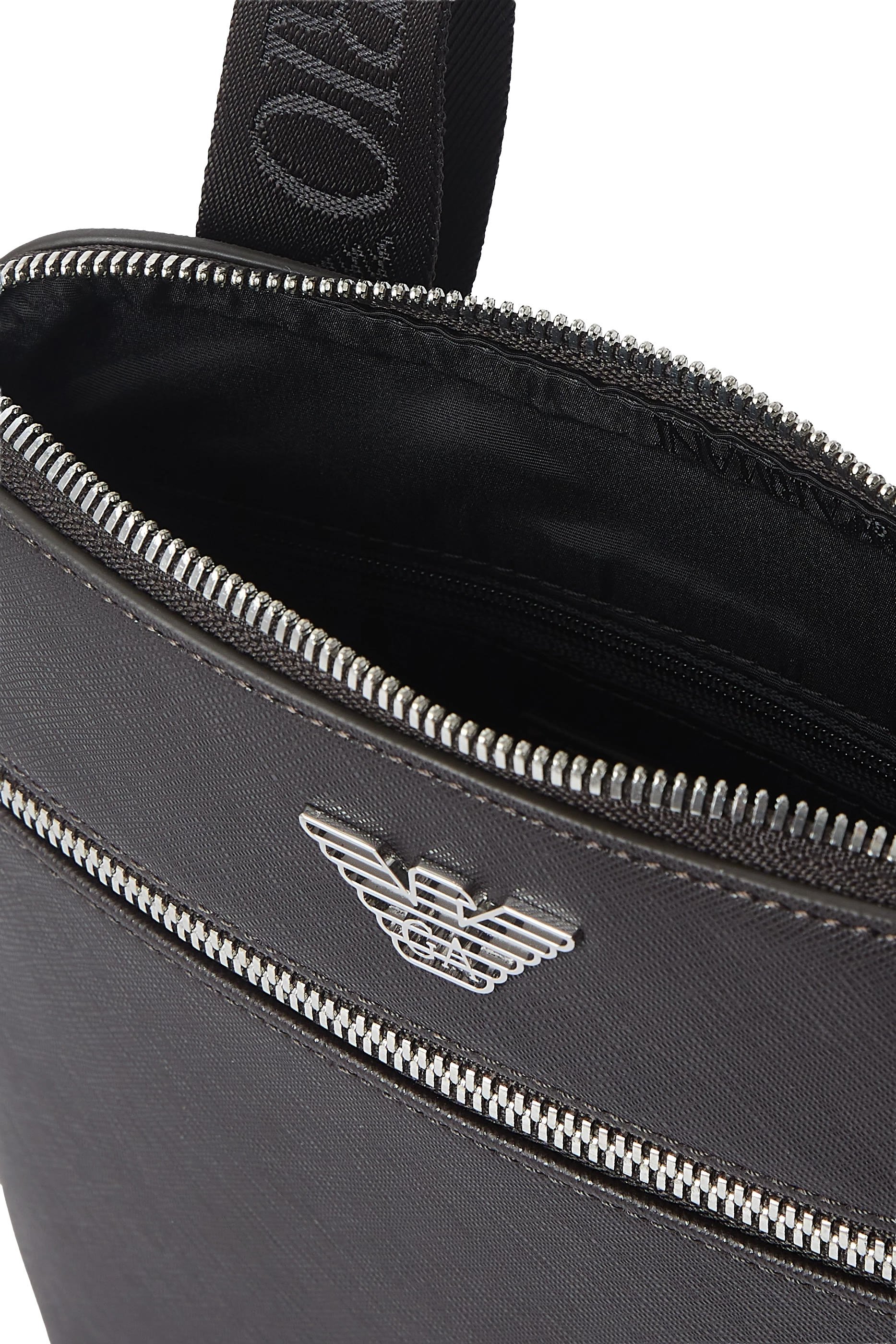  ASV Regenerated Saffiano Leather Flat Shoulder Bag with Eagle Plate