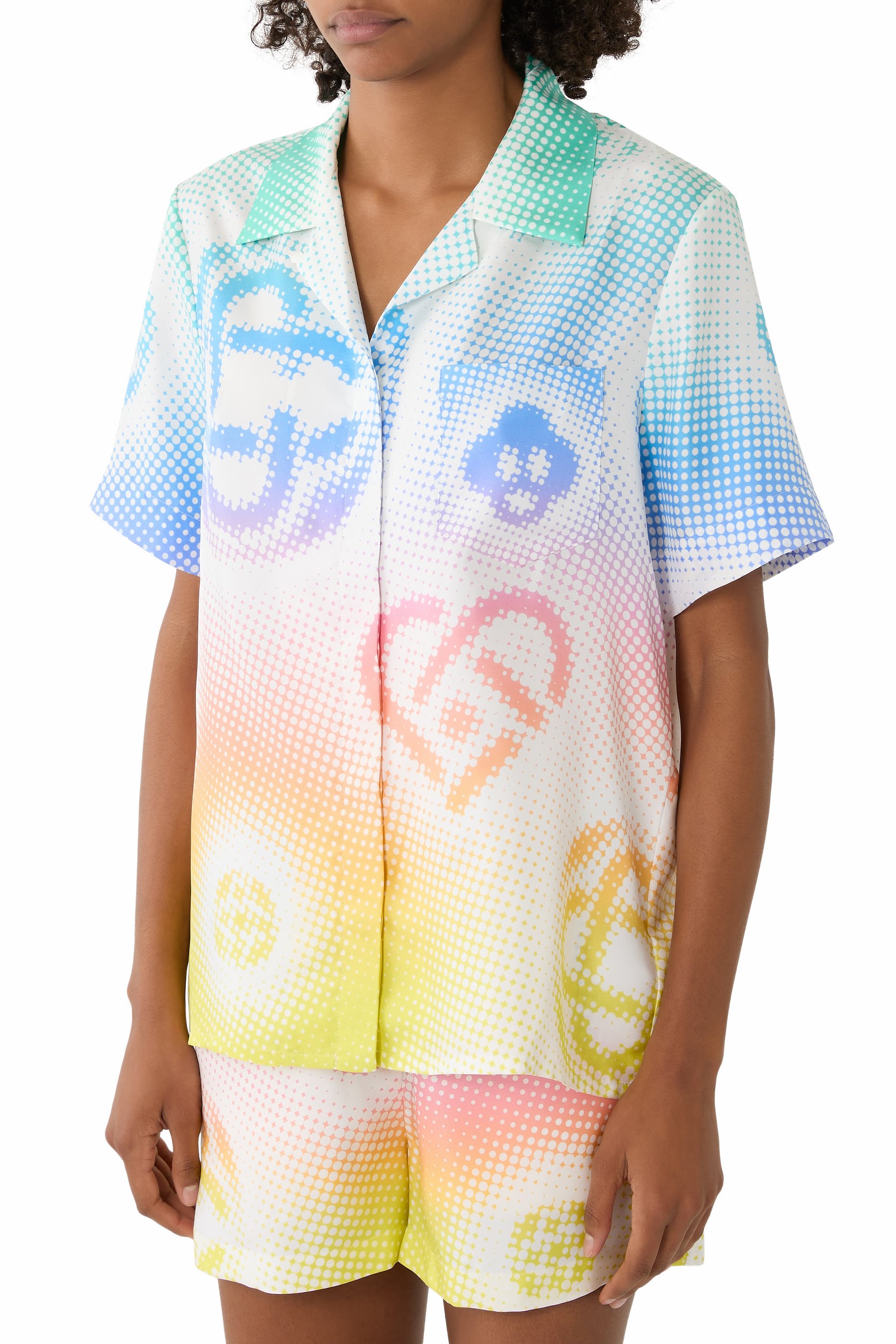 Halftone Logo Silk Shirt