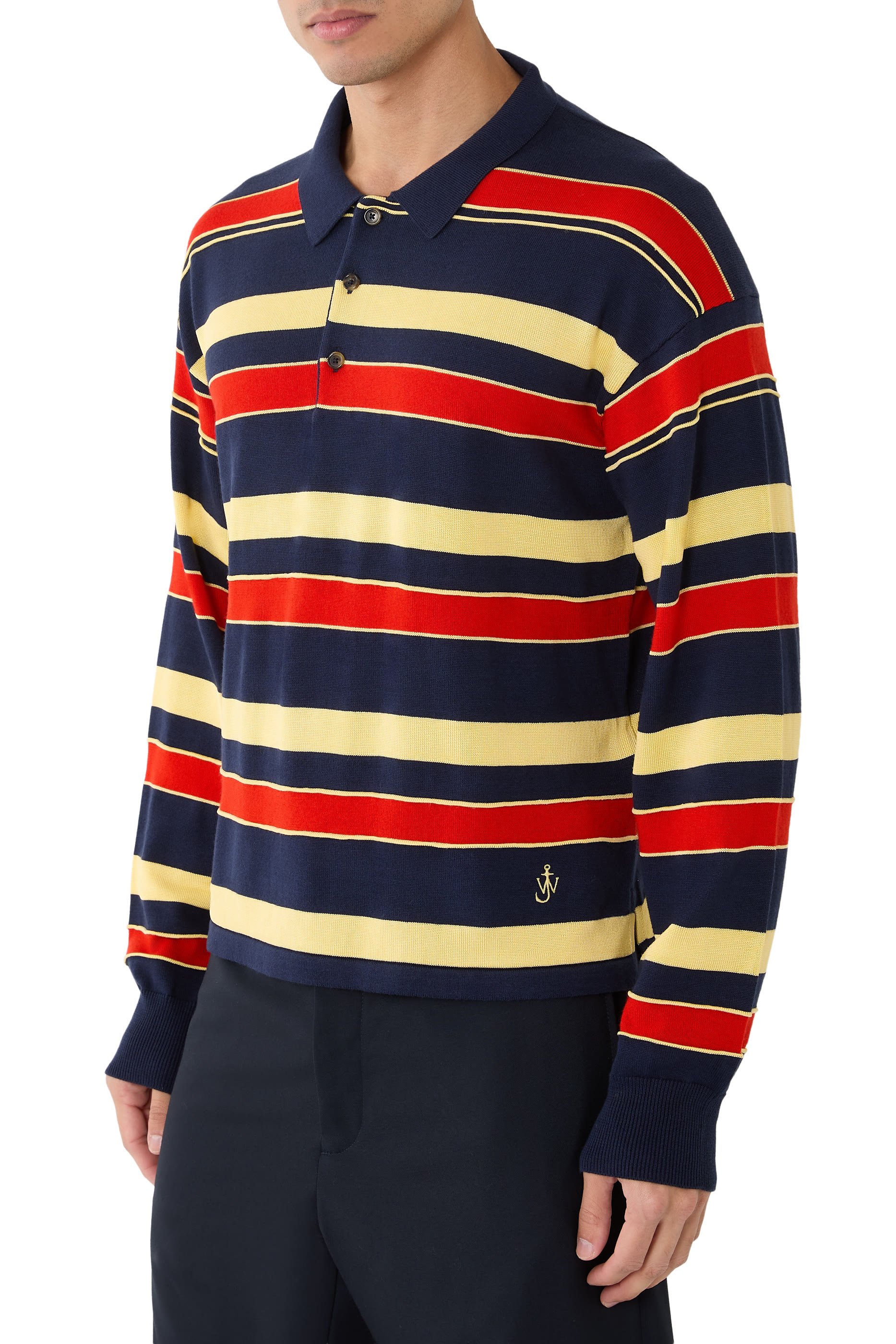  Knitted Striped Rugby Polo