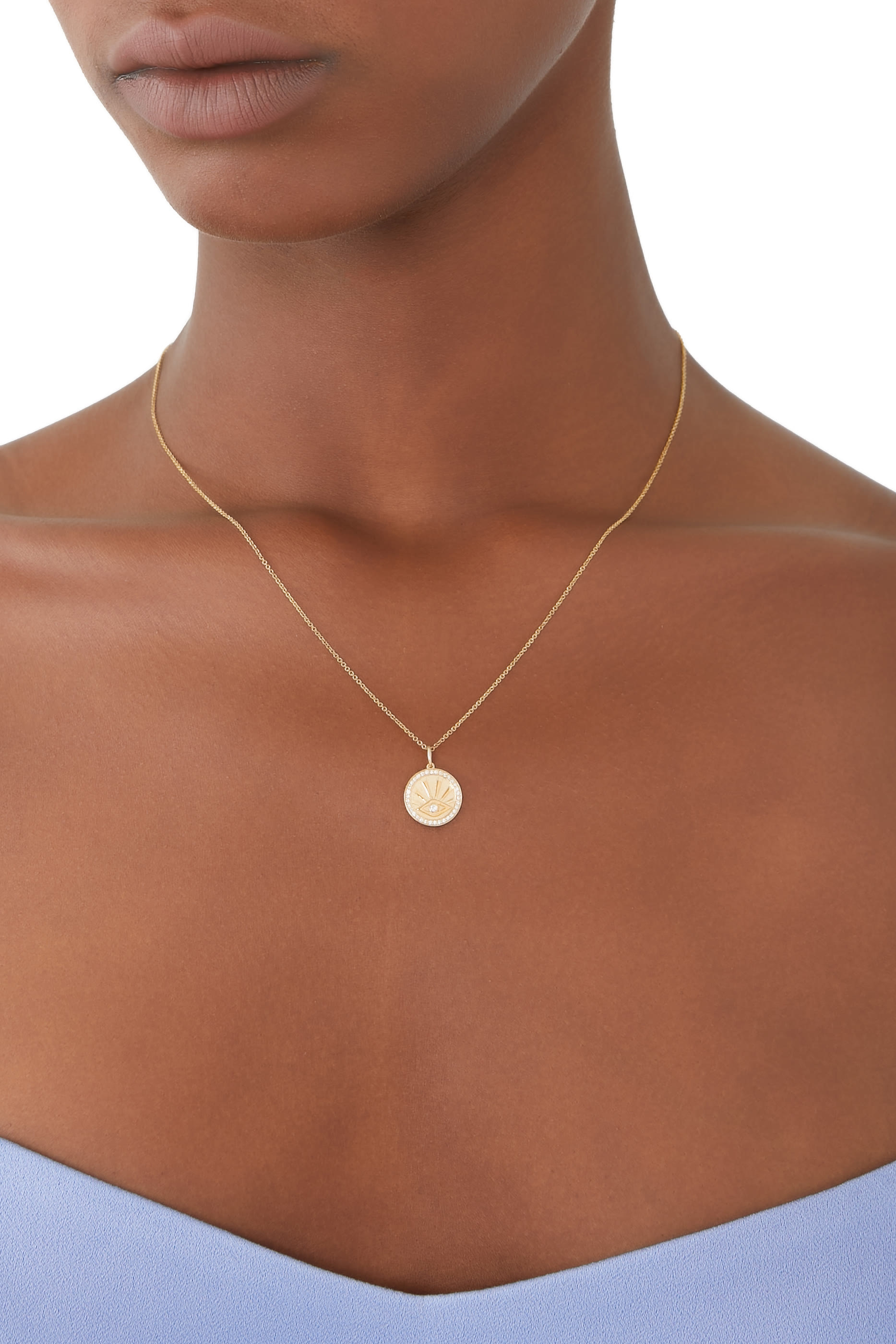 Diamond Evil Eye Coin Necklace