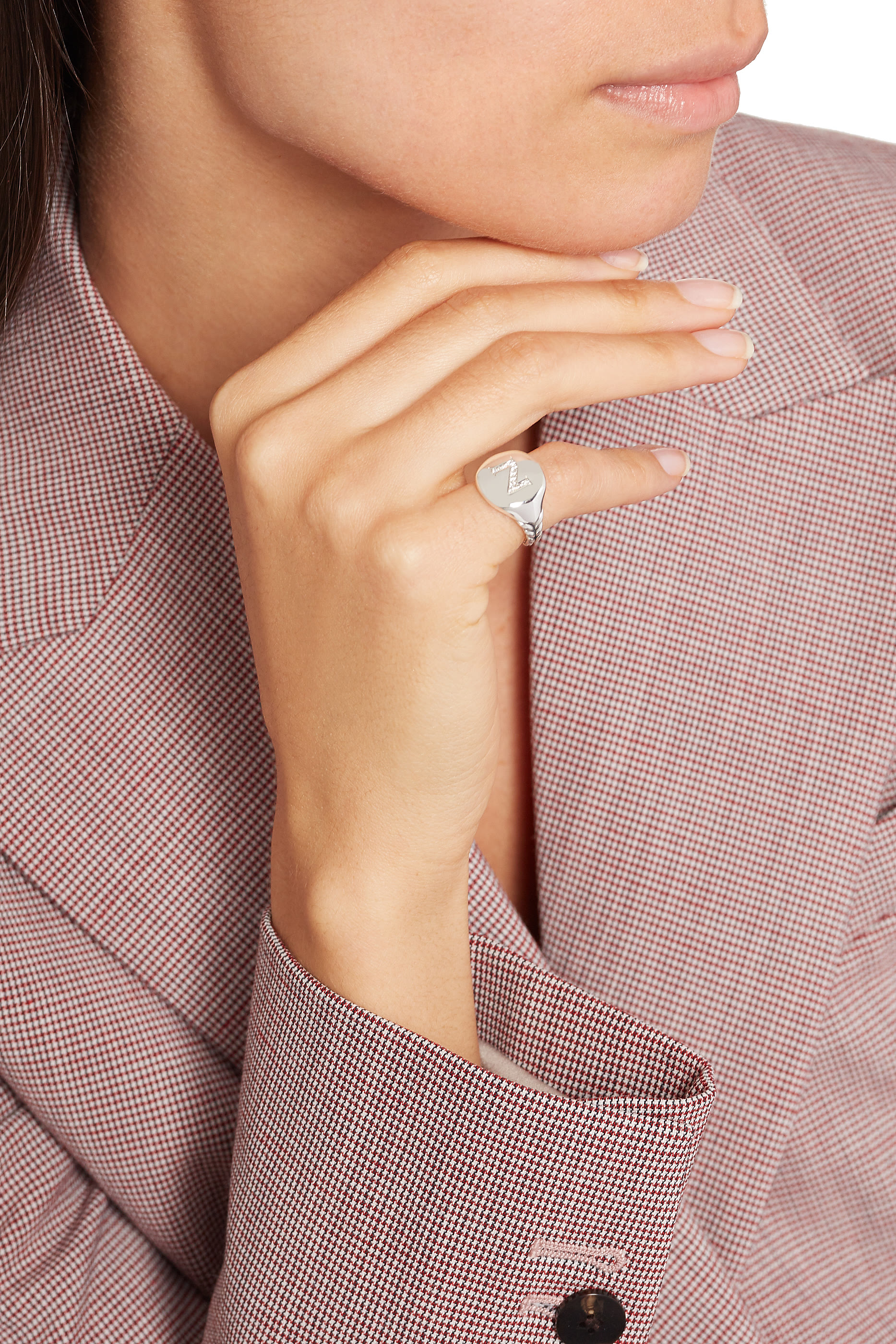 N Initial Diamond Pinky Ring