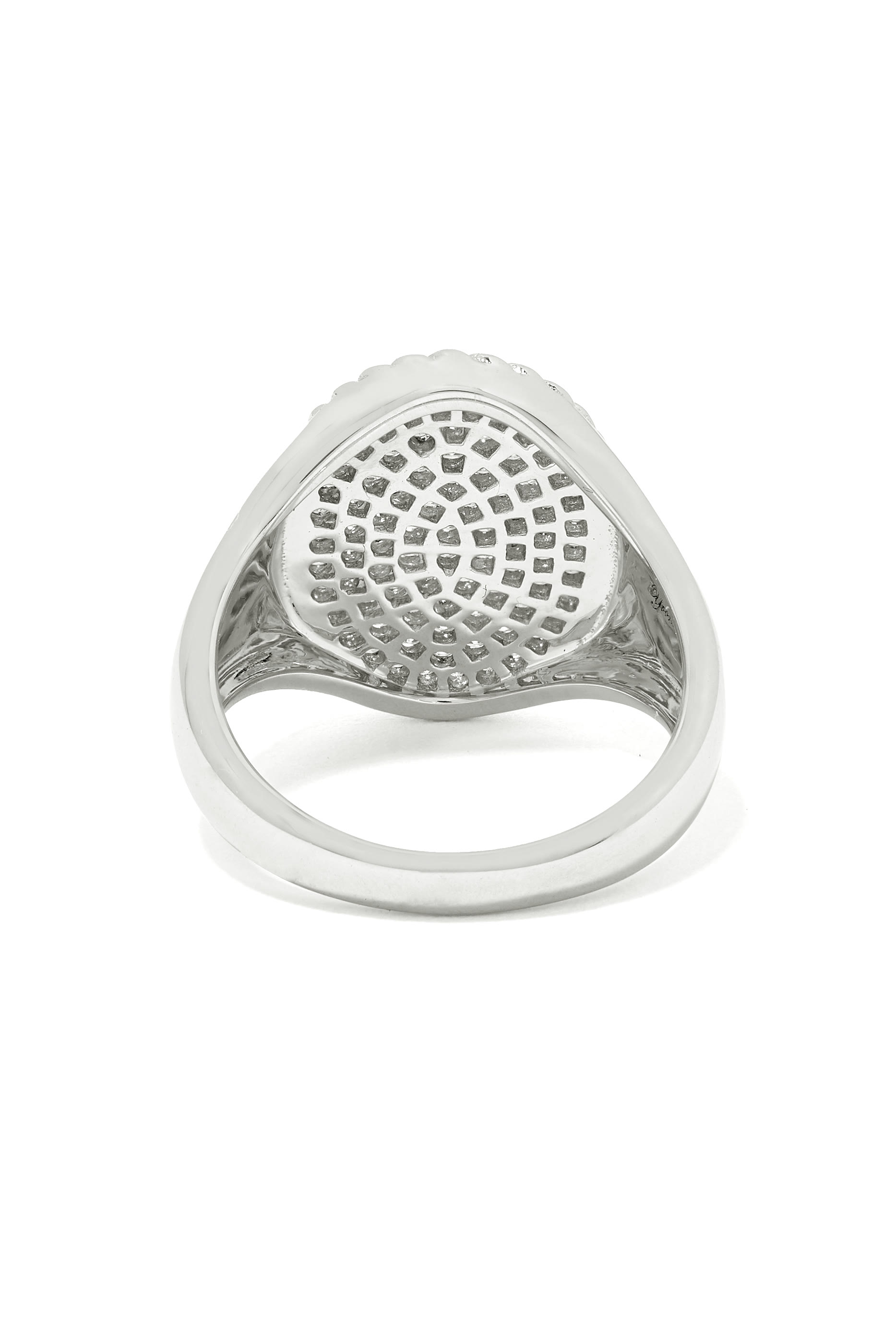 Oval Signet Ring, 18k White Gold & Diamond