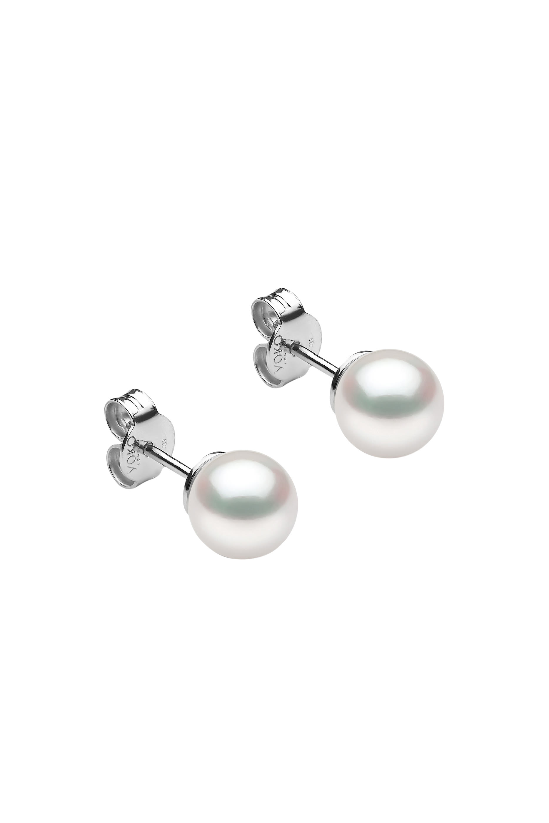 Classic Stud 7mm Earrings, 18k White Gold & Pearl