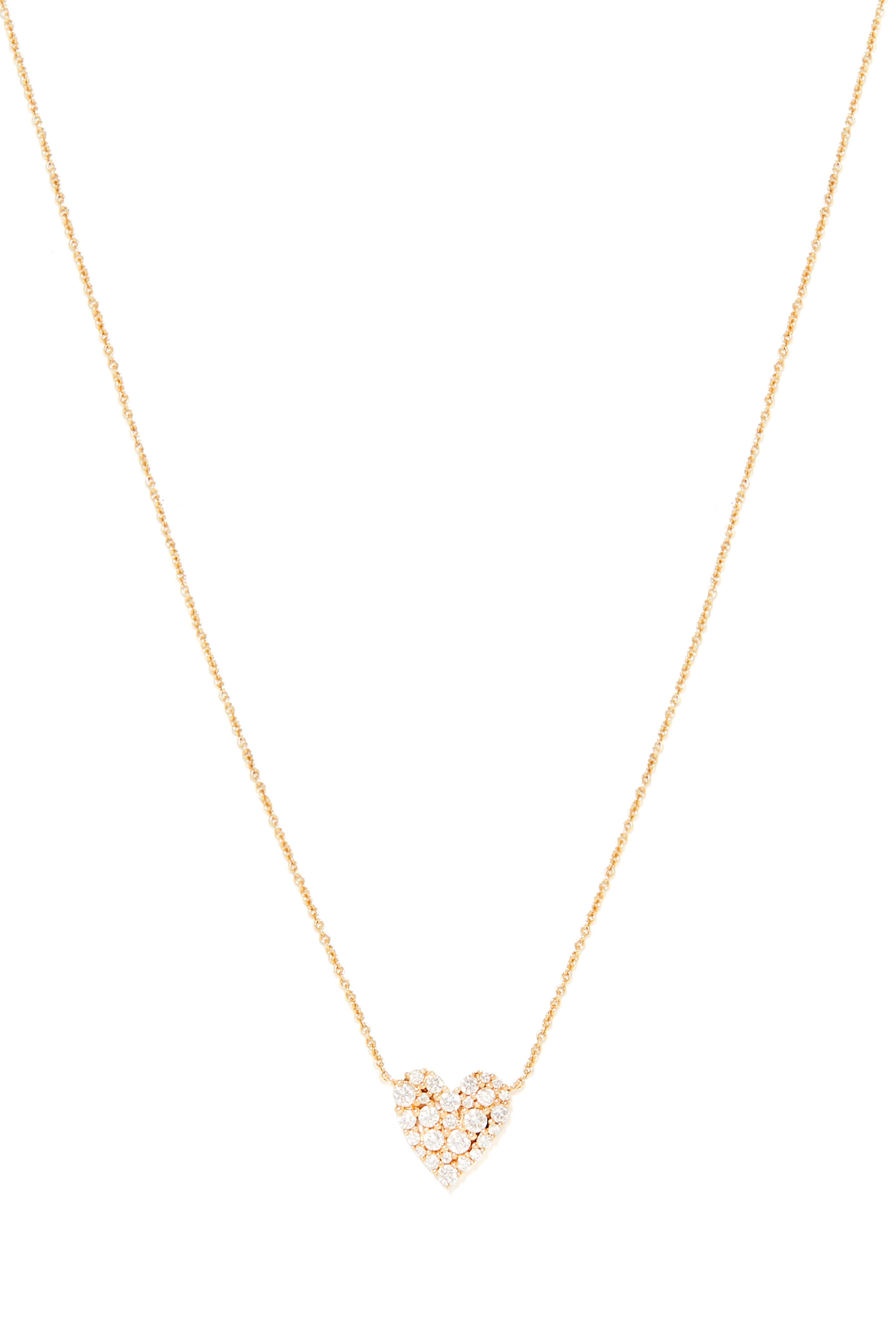 Small Cocktail Heart Necklace, 14k Yellow Gold & Diamonds