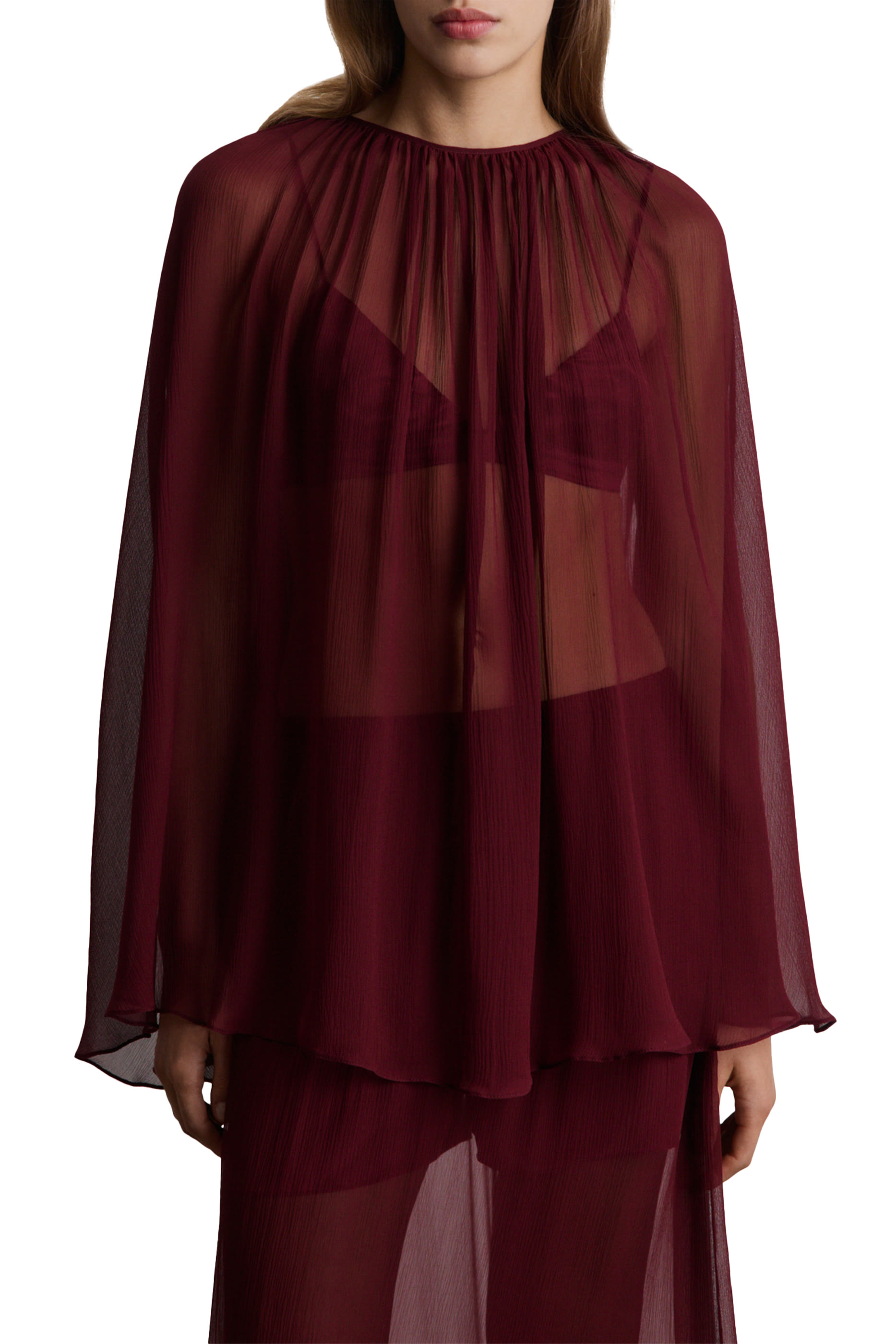 Chiffon-Silk Cape and Bra Set