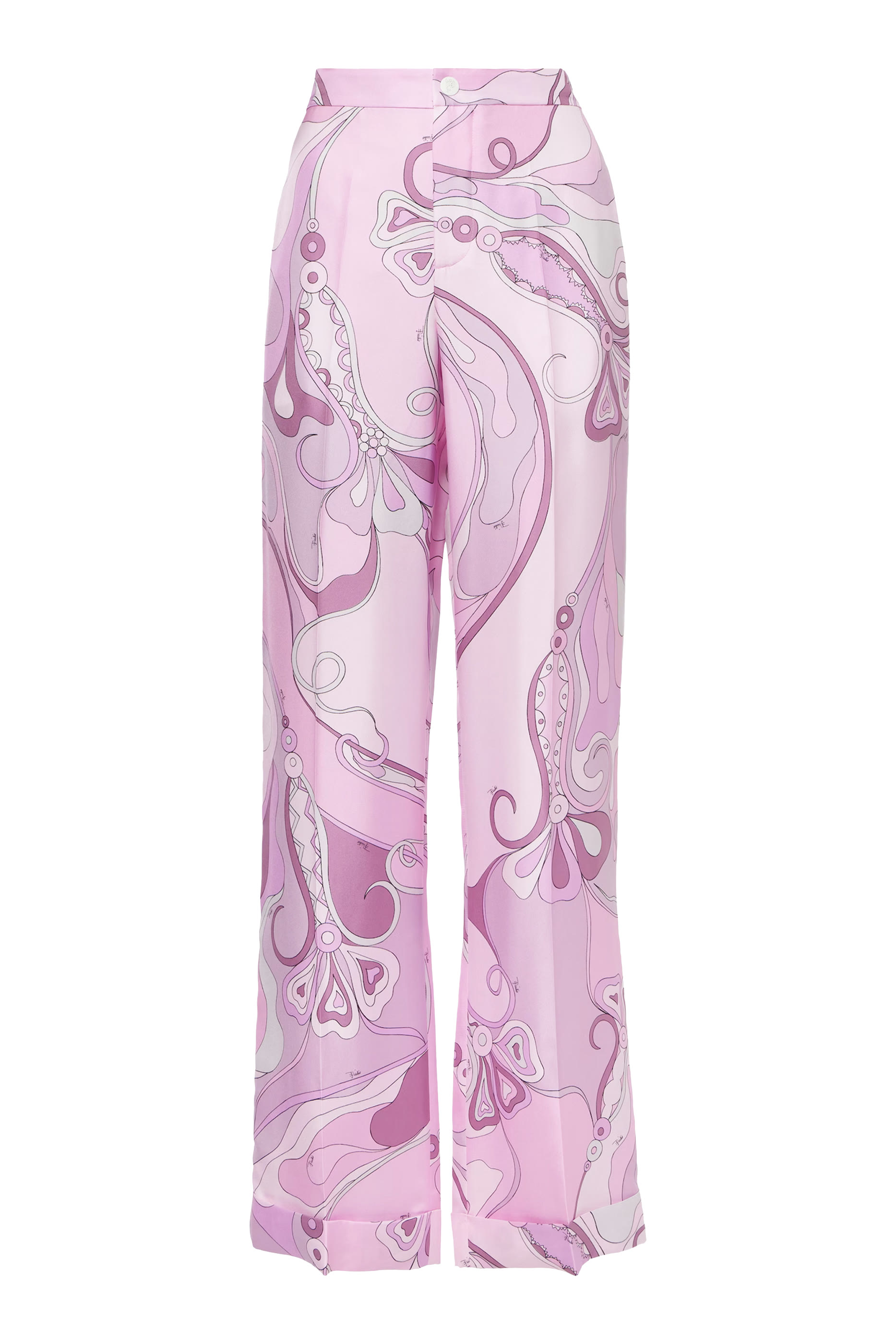 Orchidee-Print Silk-Twill Trousers