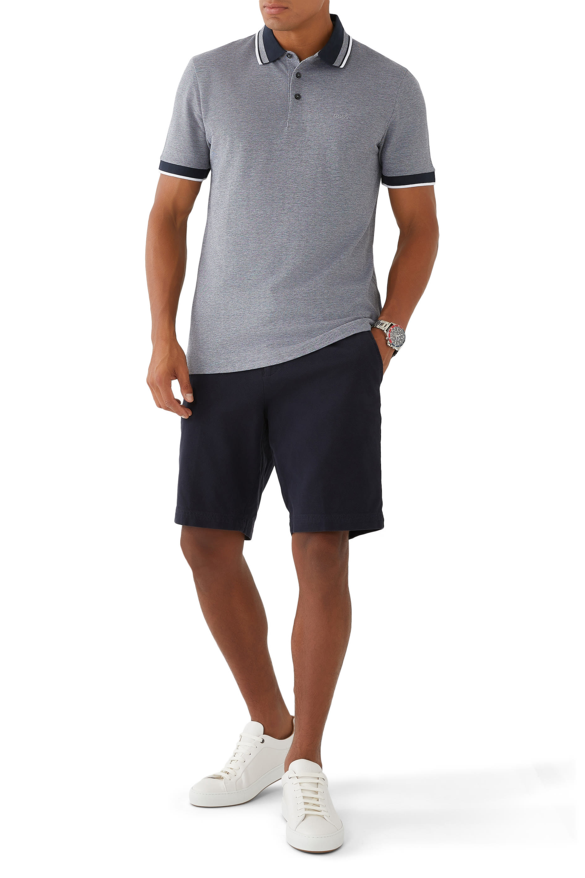 Oxford Cotton Piqué Polo Shirt with Logo Detail