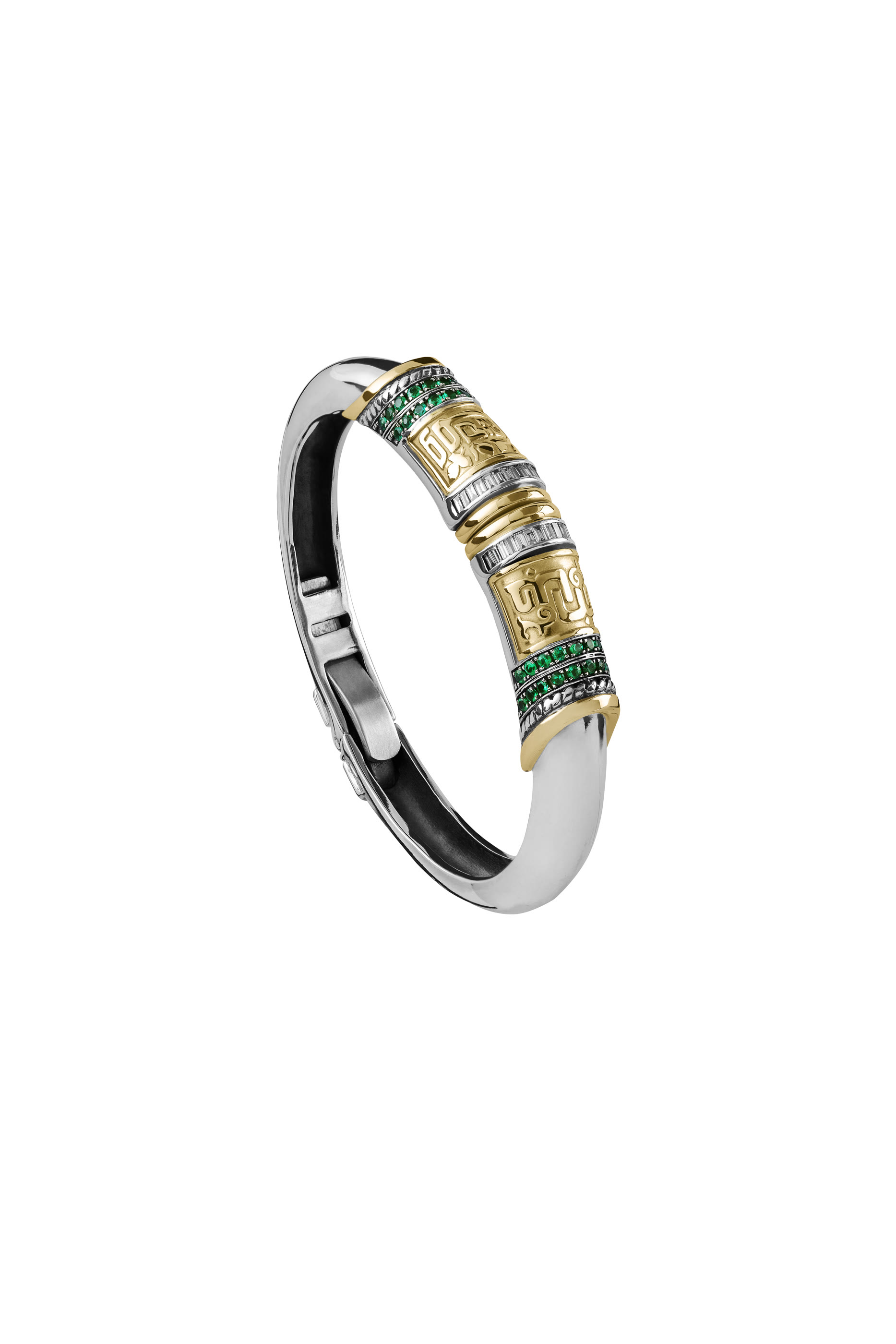 Love and Endearment Bracelet,  18K Yellow Gold with Sterling Silver & Emerald