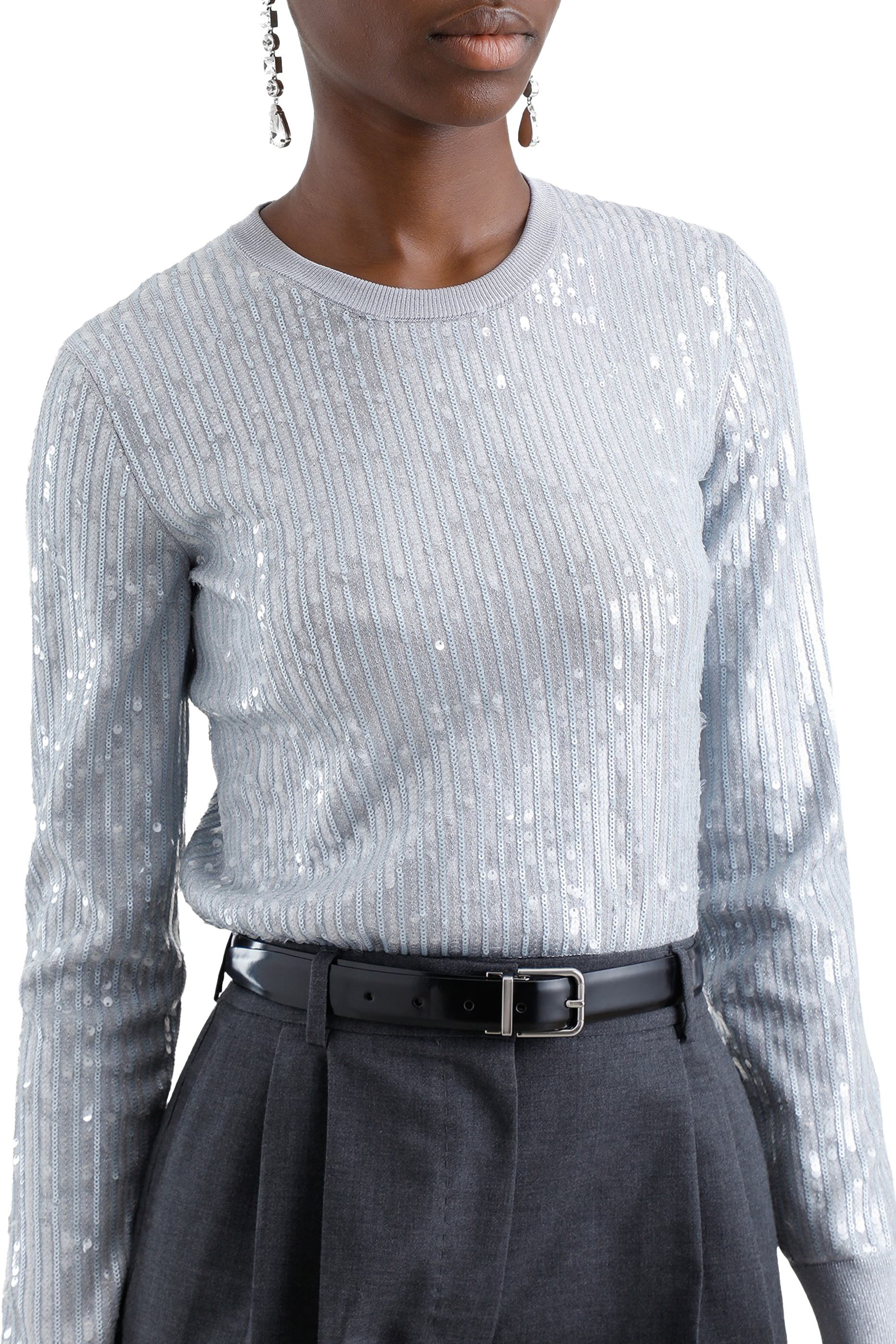 Sequin Embellishment Crew-Neck Sweater