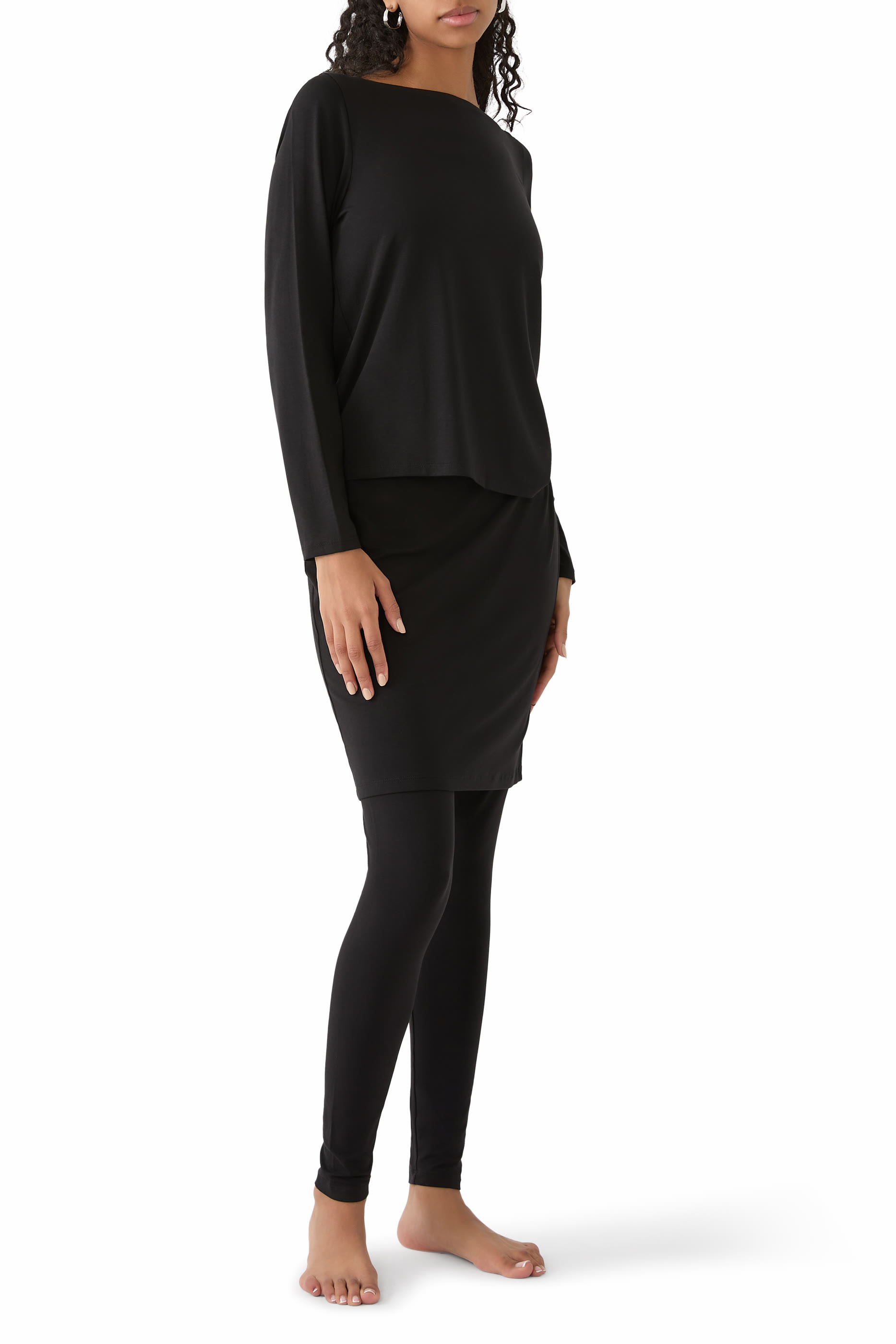 Stretch Jersey Knit Skirted Leggings