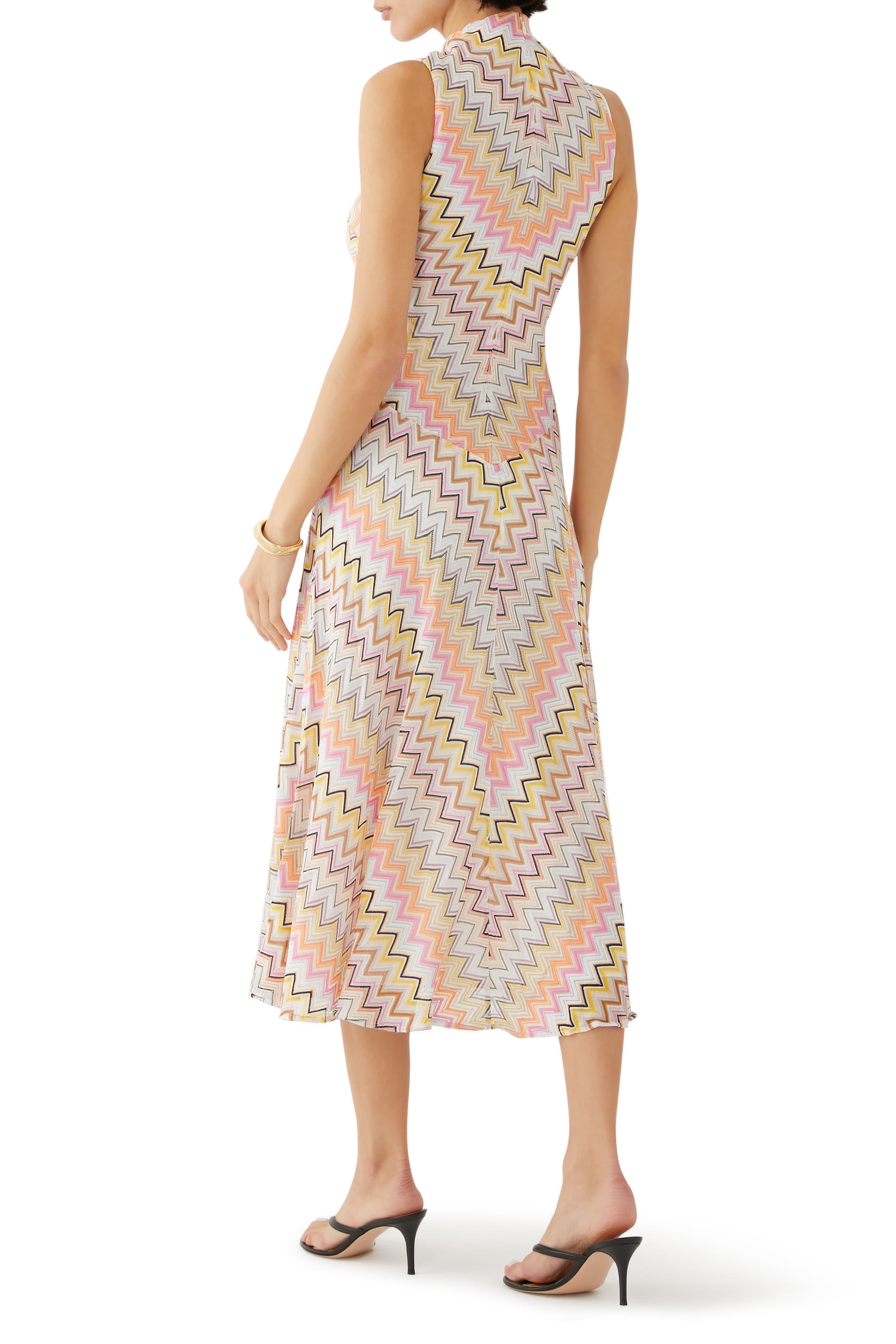 Zigzag Raschel Sleeveless Midi Dress