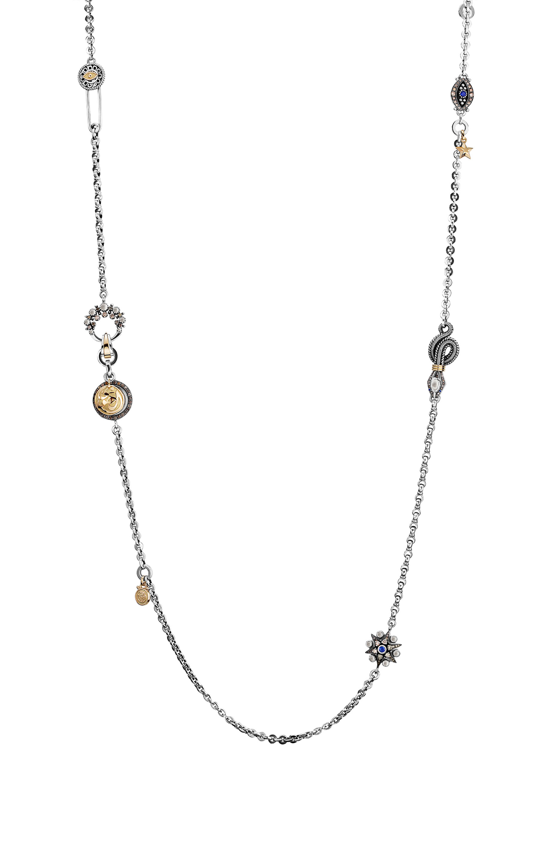 Charm Necklace, 18K Gold & Sterling Silver