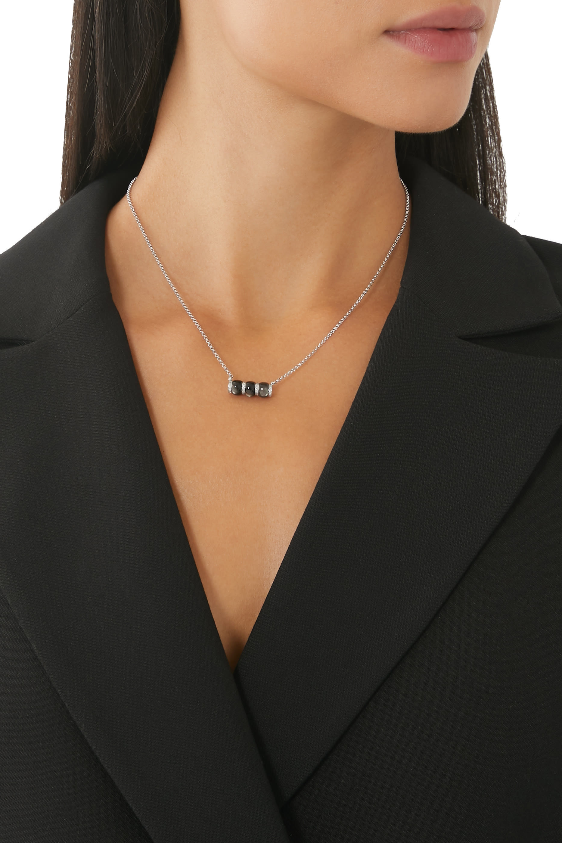 Cerith Pendant, 18K White Gold with Black Mother of Pearl & Diamonds