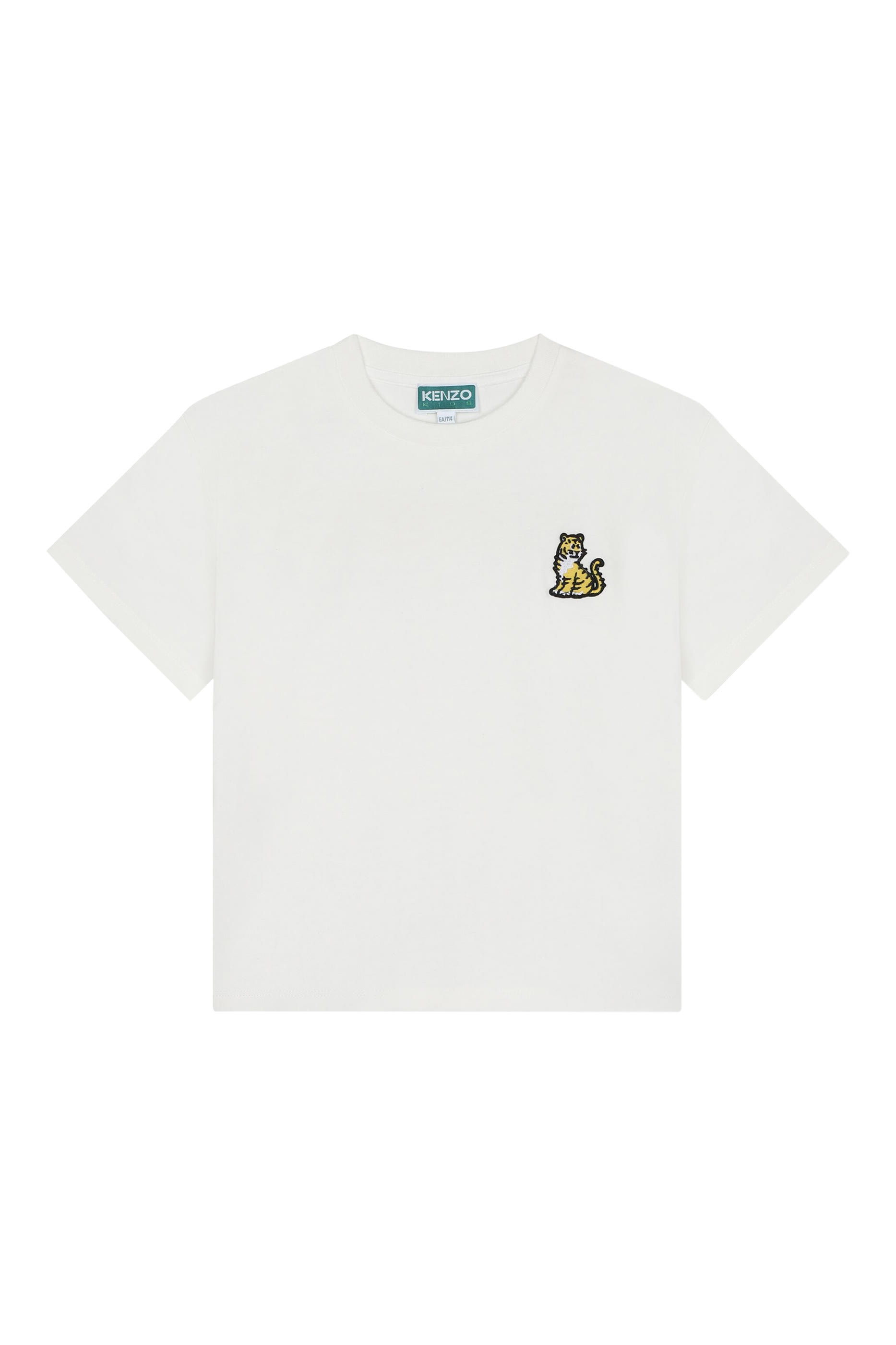 Kids Embroidered Tiger Logo Print T-Shirt