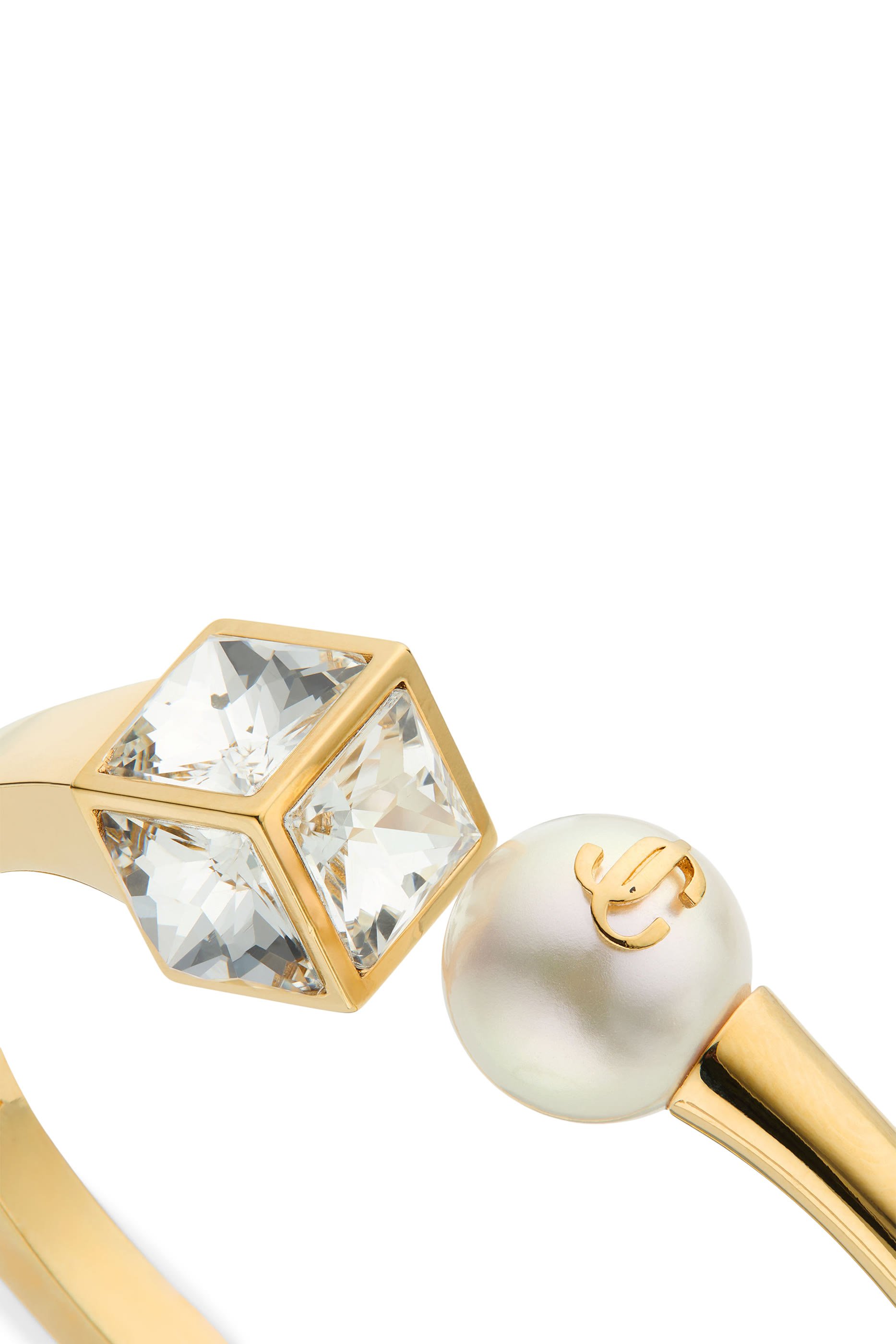 Pearl Cube Cuff Bracelet, Metal