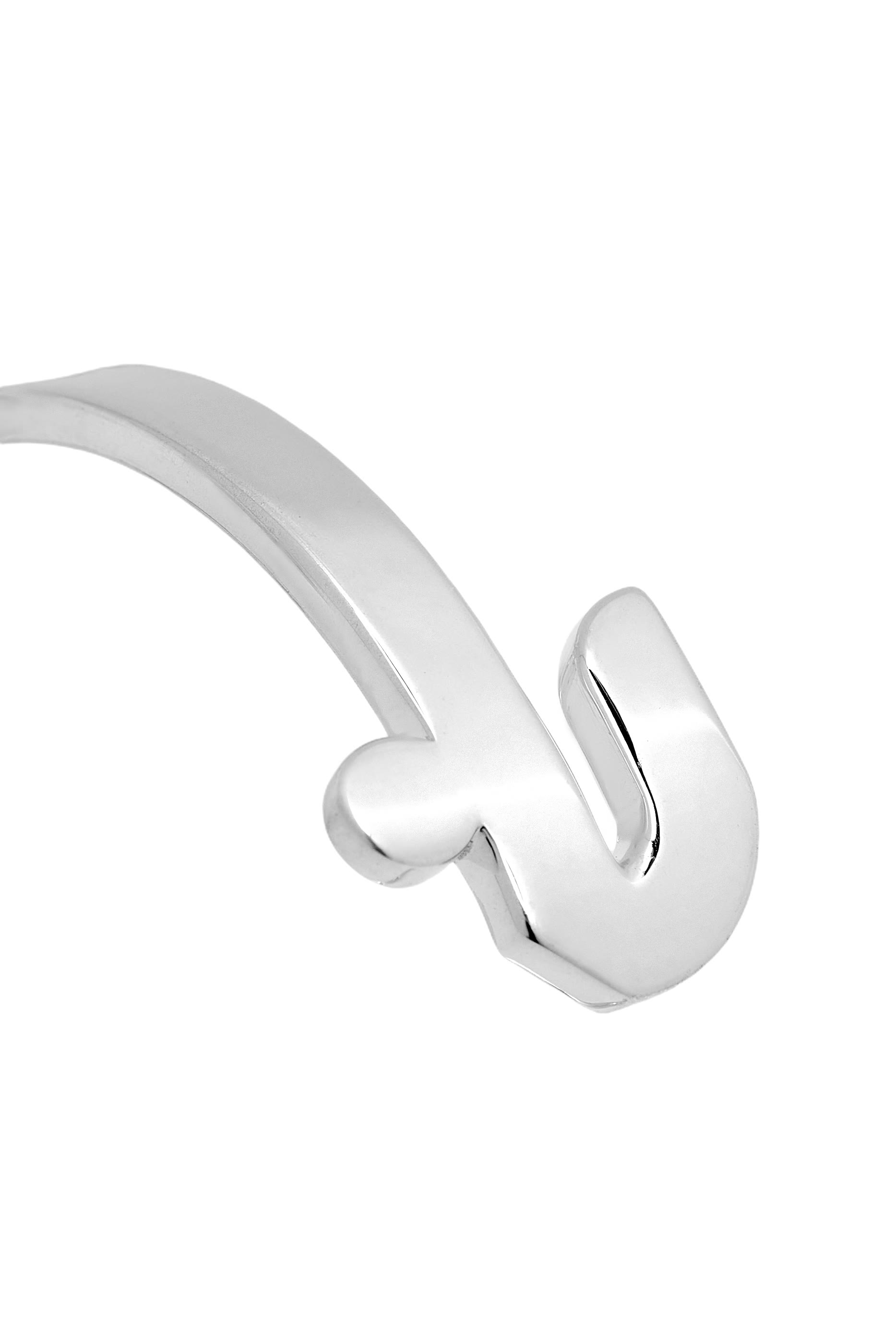 Letter Jeem Bangle, Sterling Silver