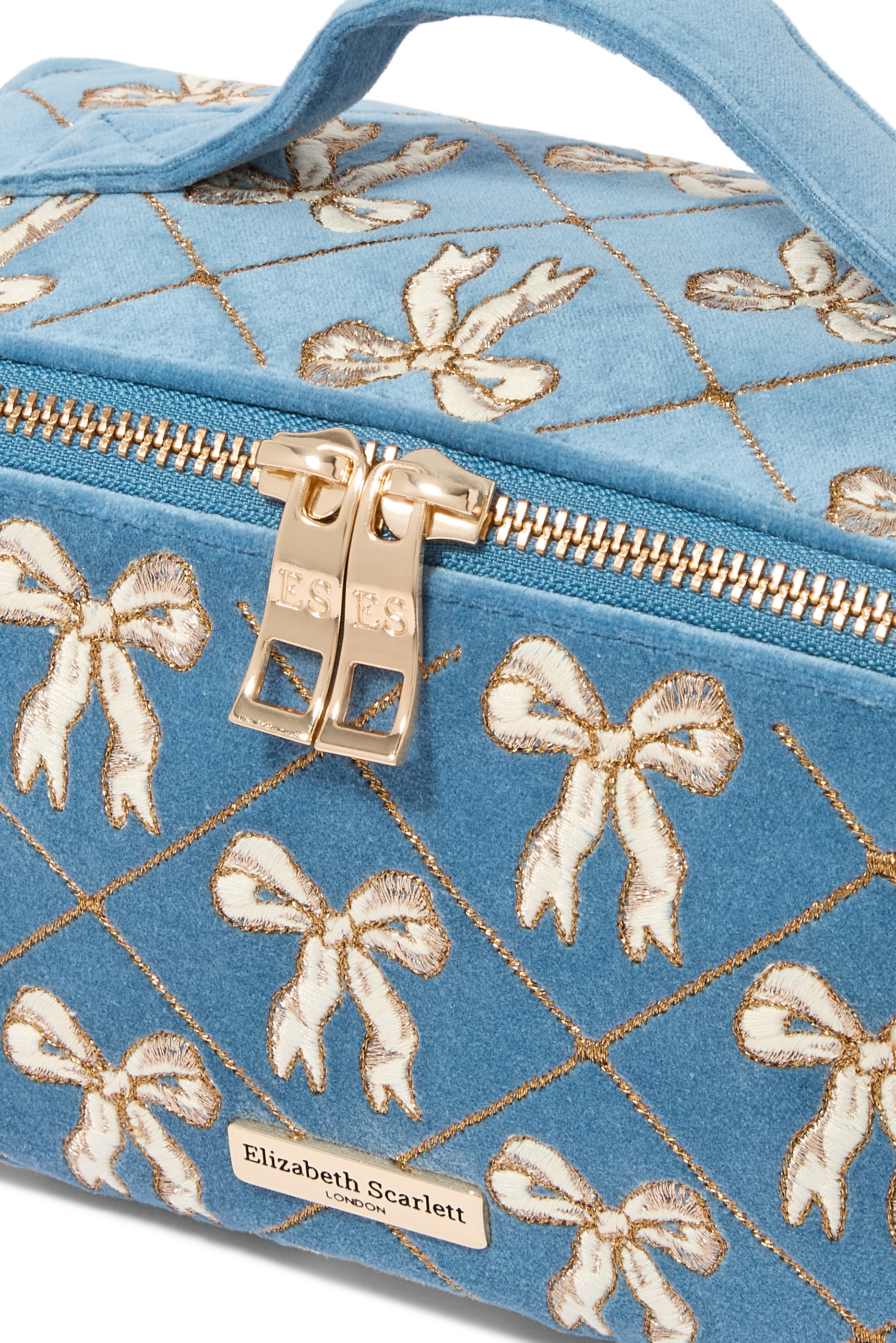  Lattice Bows Velvet Open Flat Makeup Bag