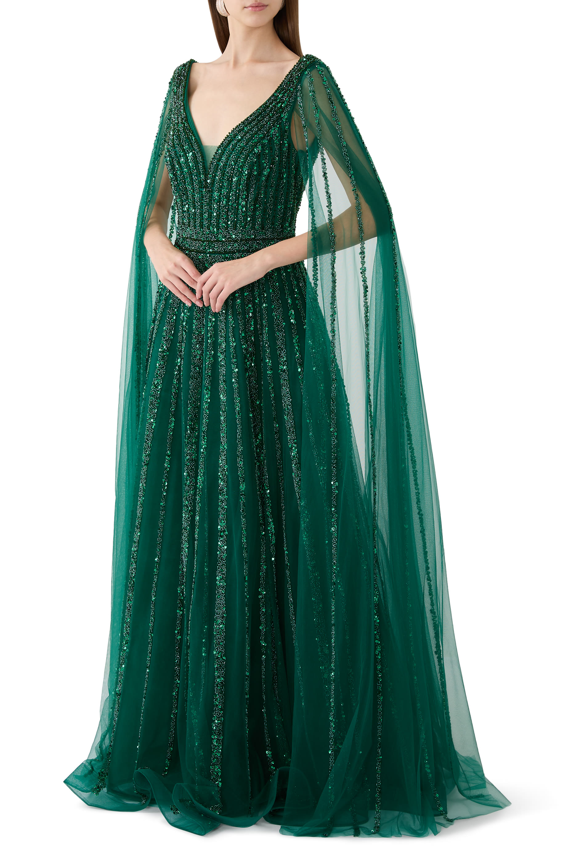 Cape Sleeves Gown