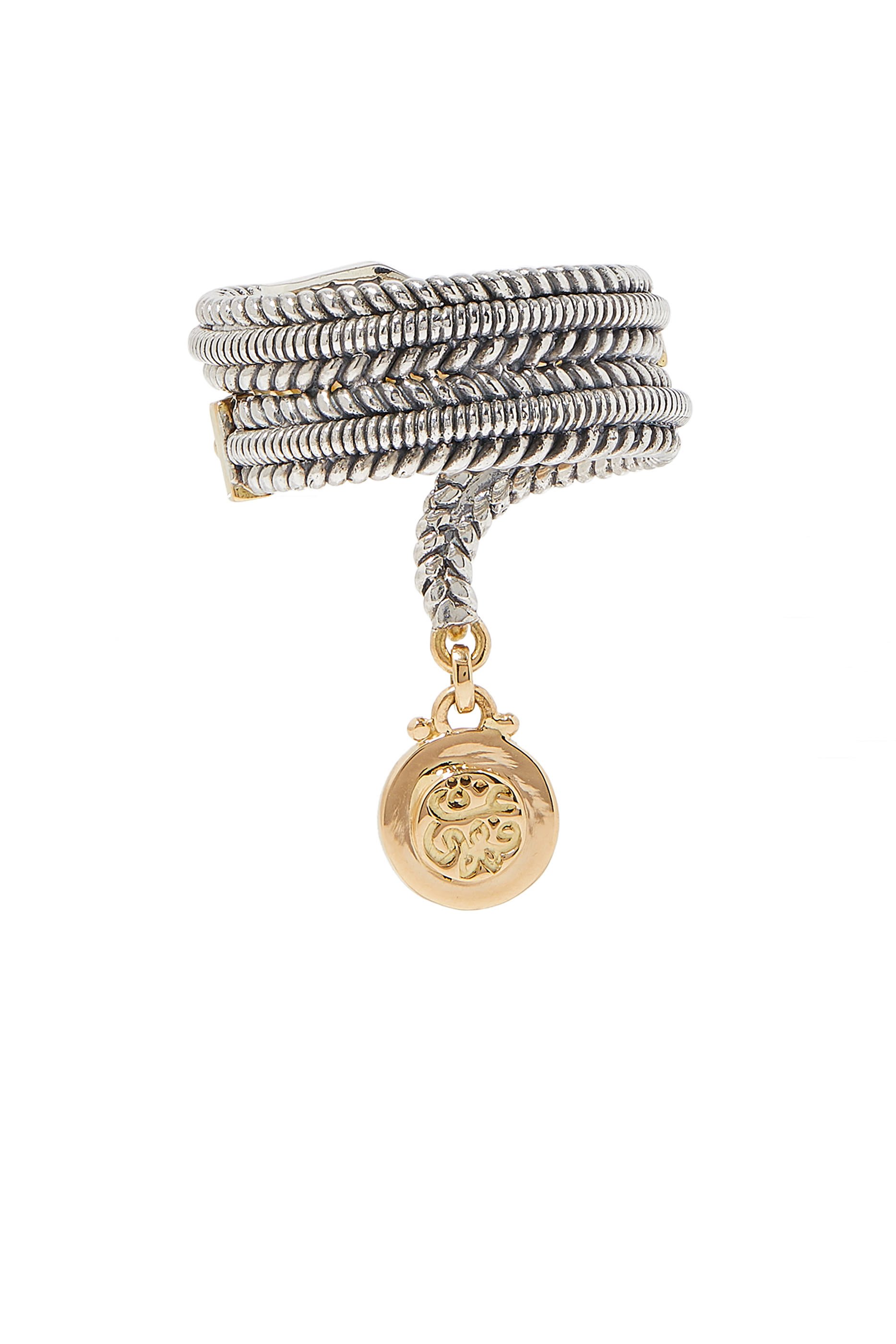 Protection Chain Ring, 18K Yellow Gold & Snake Sapphire and Diamond