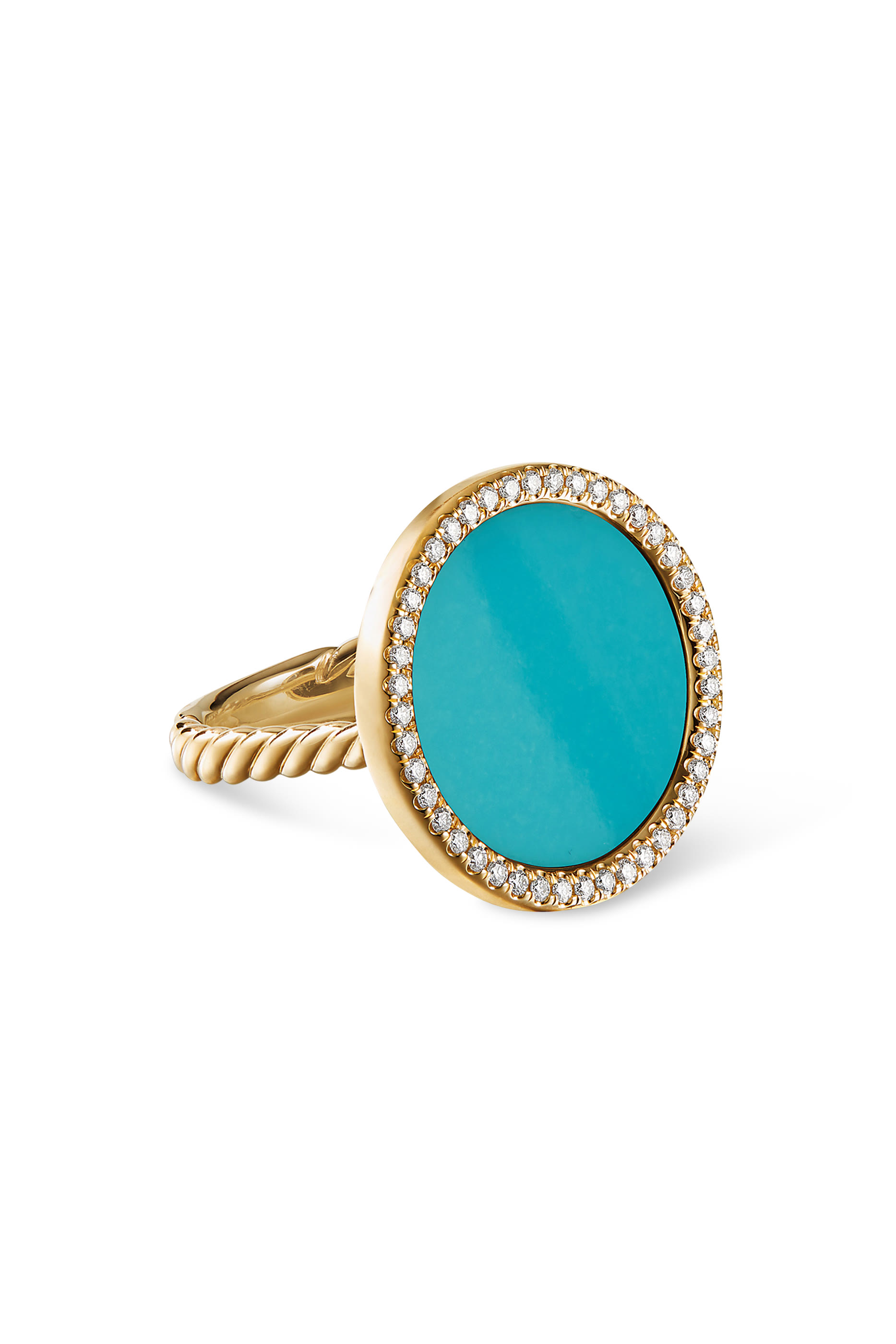 Elements® Ring in 18K Yellow Gold with Turquoise and Pavé Diamonds