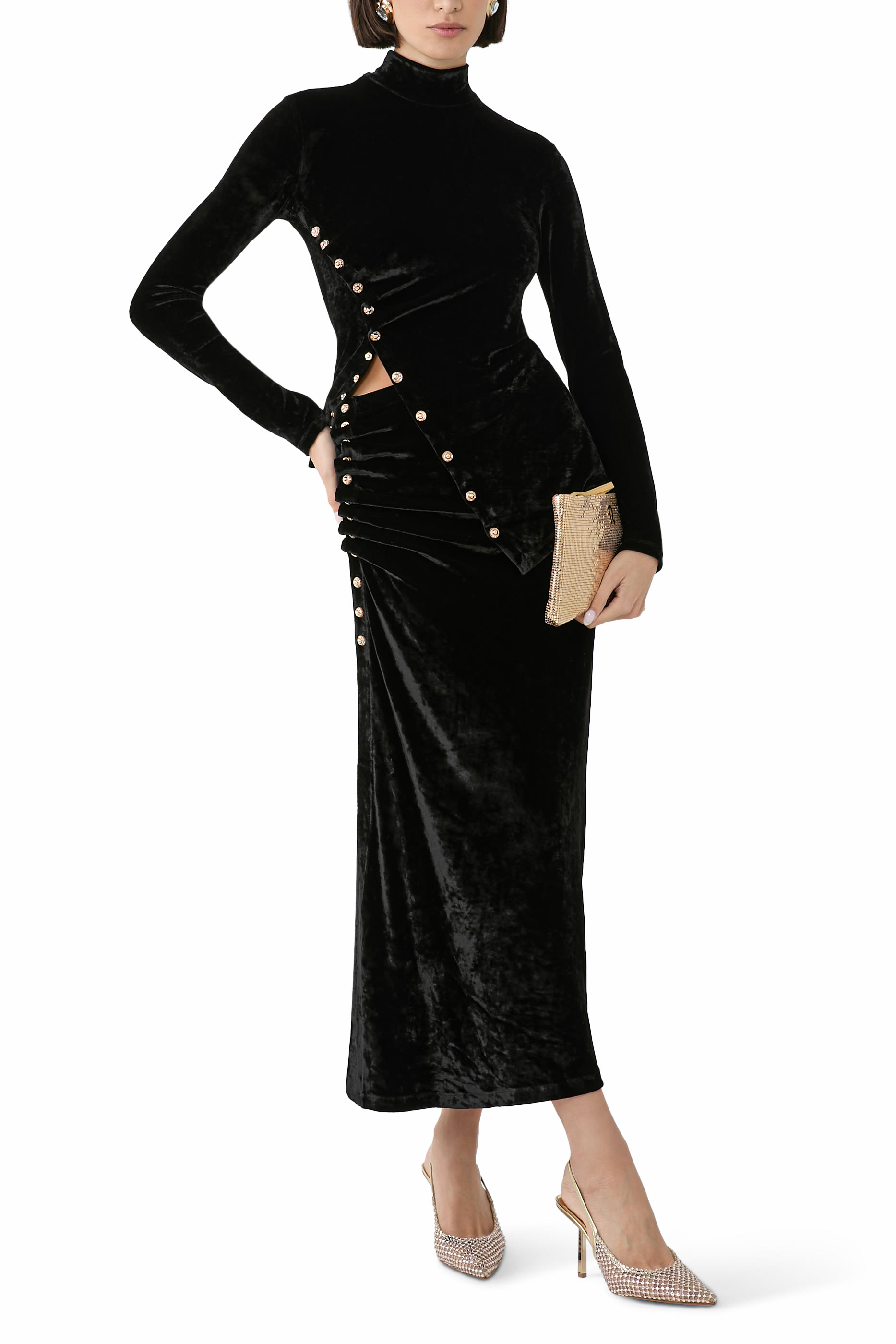 Long Draped Skirt in Velvet