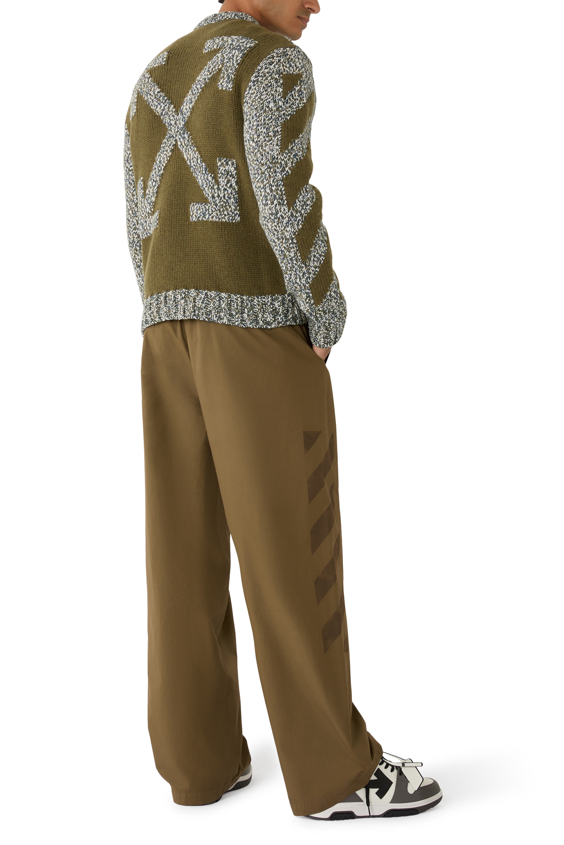 Diagonal Arrow Mouliné Knit Crewneck Sweater