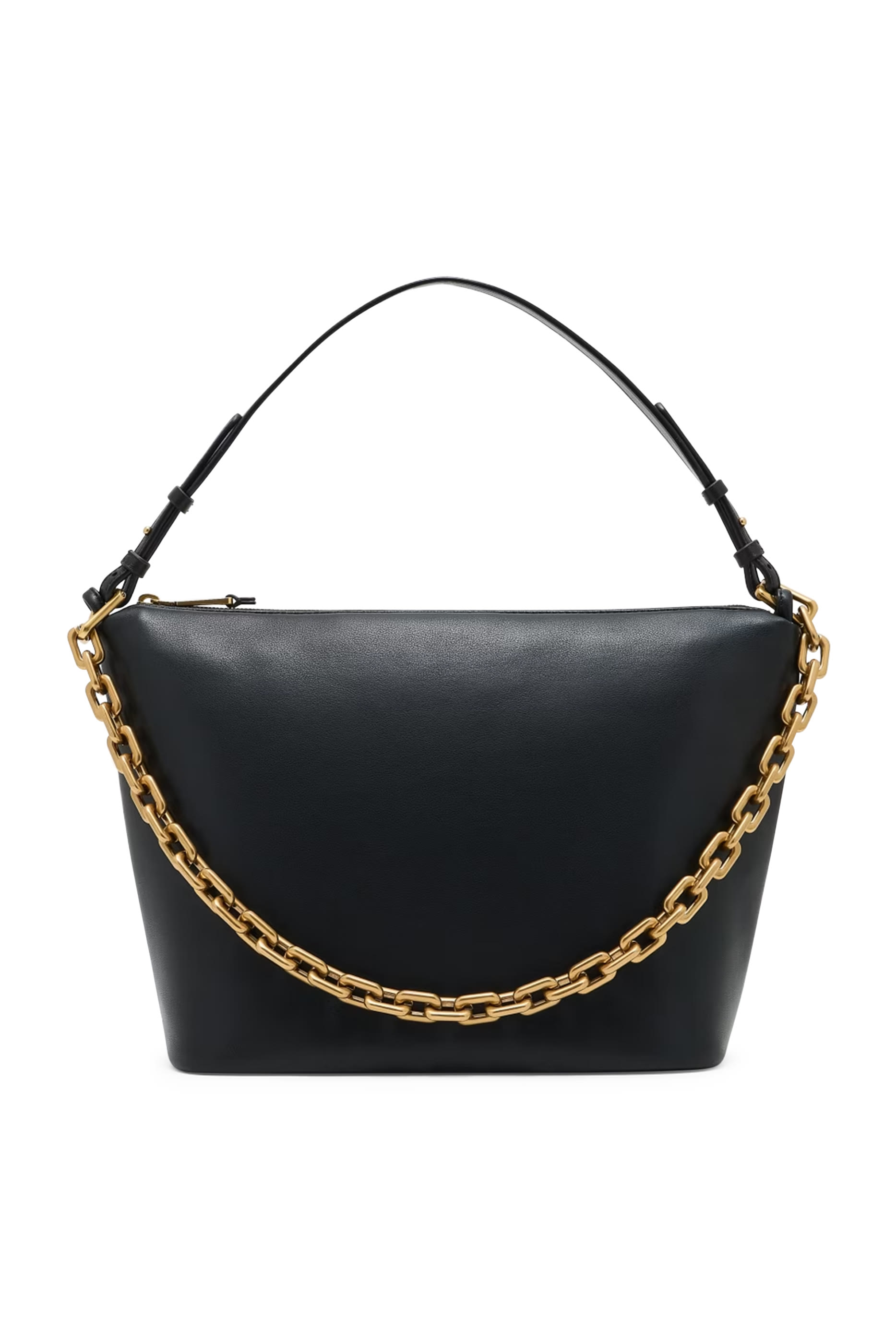 Medium Leather Hobo Bag with Chain