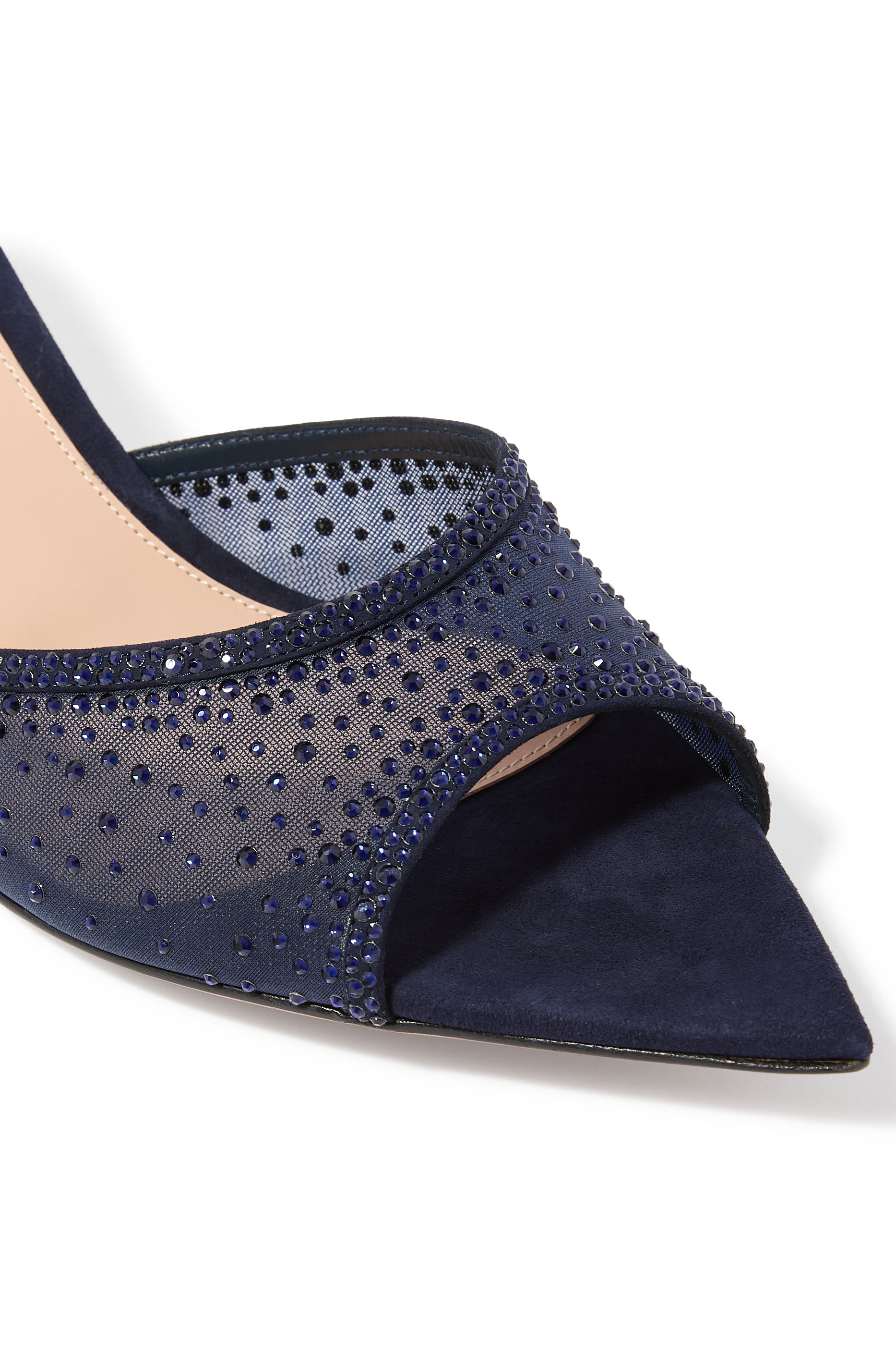 Rania 55 Embellished Mules in Suede and Organza 