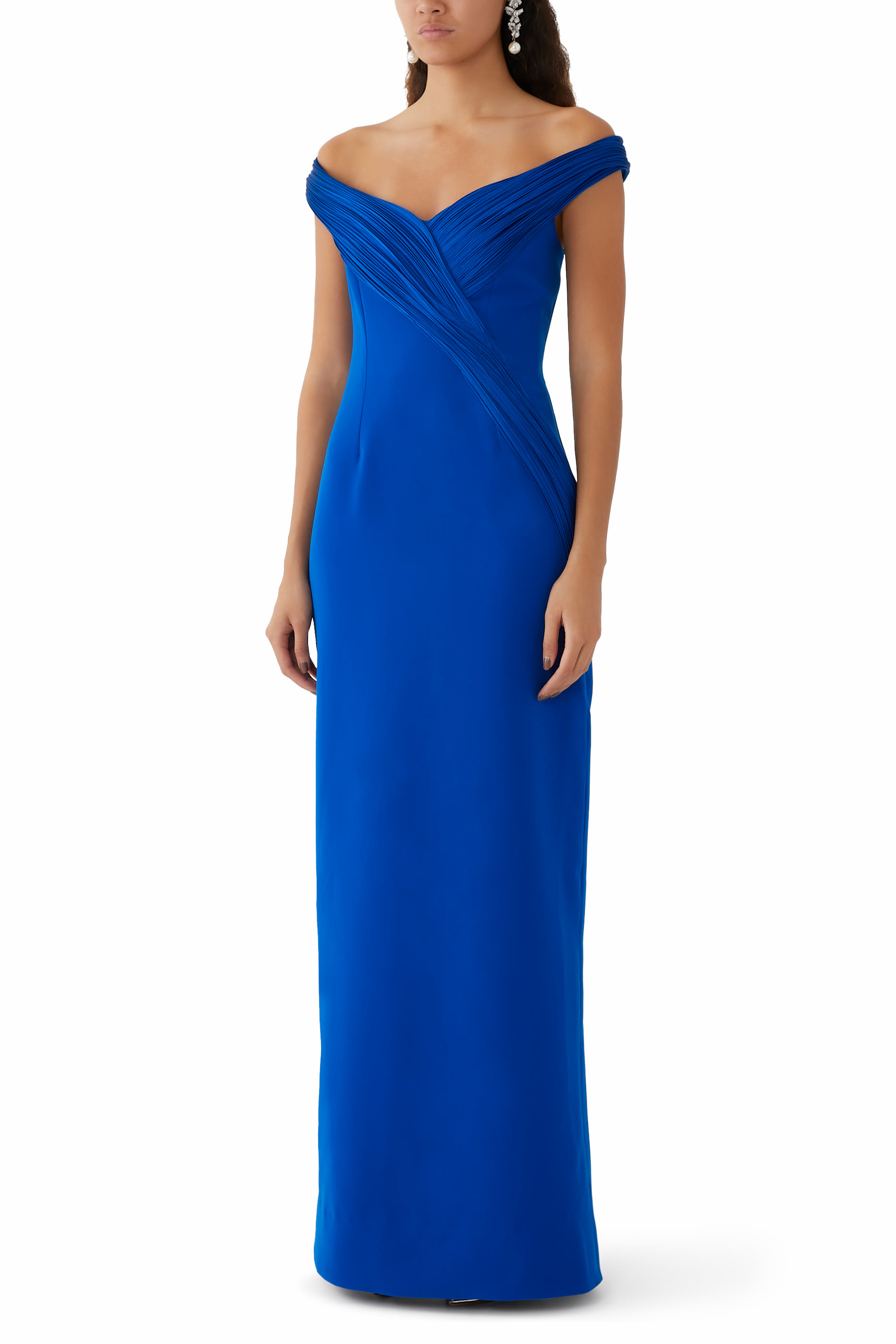 Off-Shoulder Crepe Gown