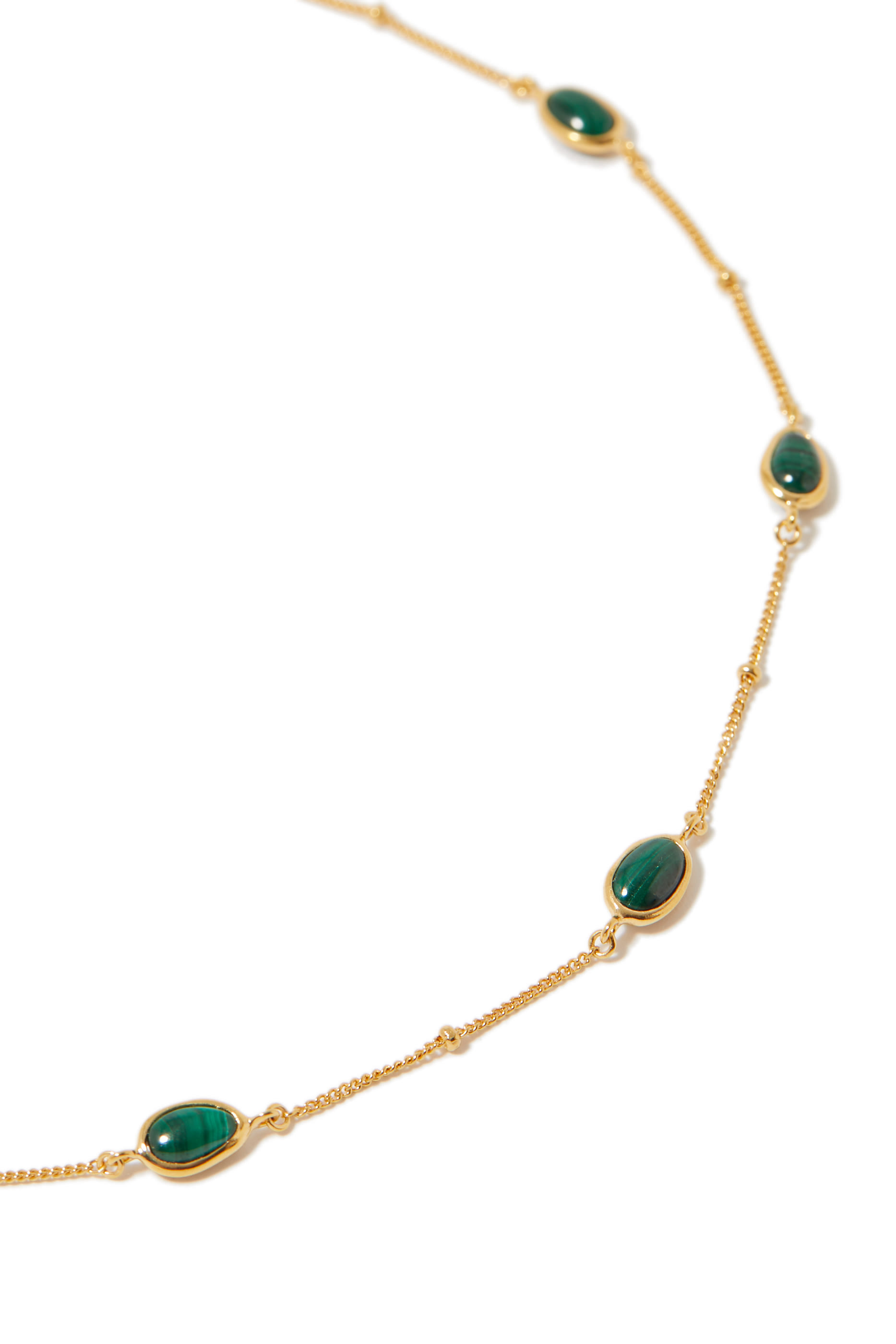 Stone Choker, 18k Gold-Plated Sterling Silver & Malachite