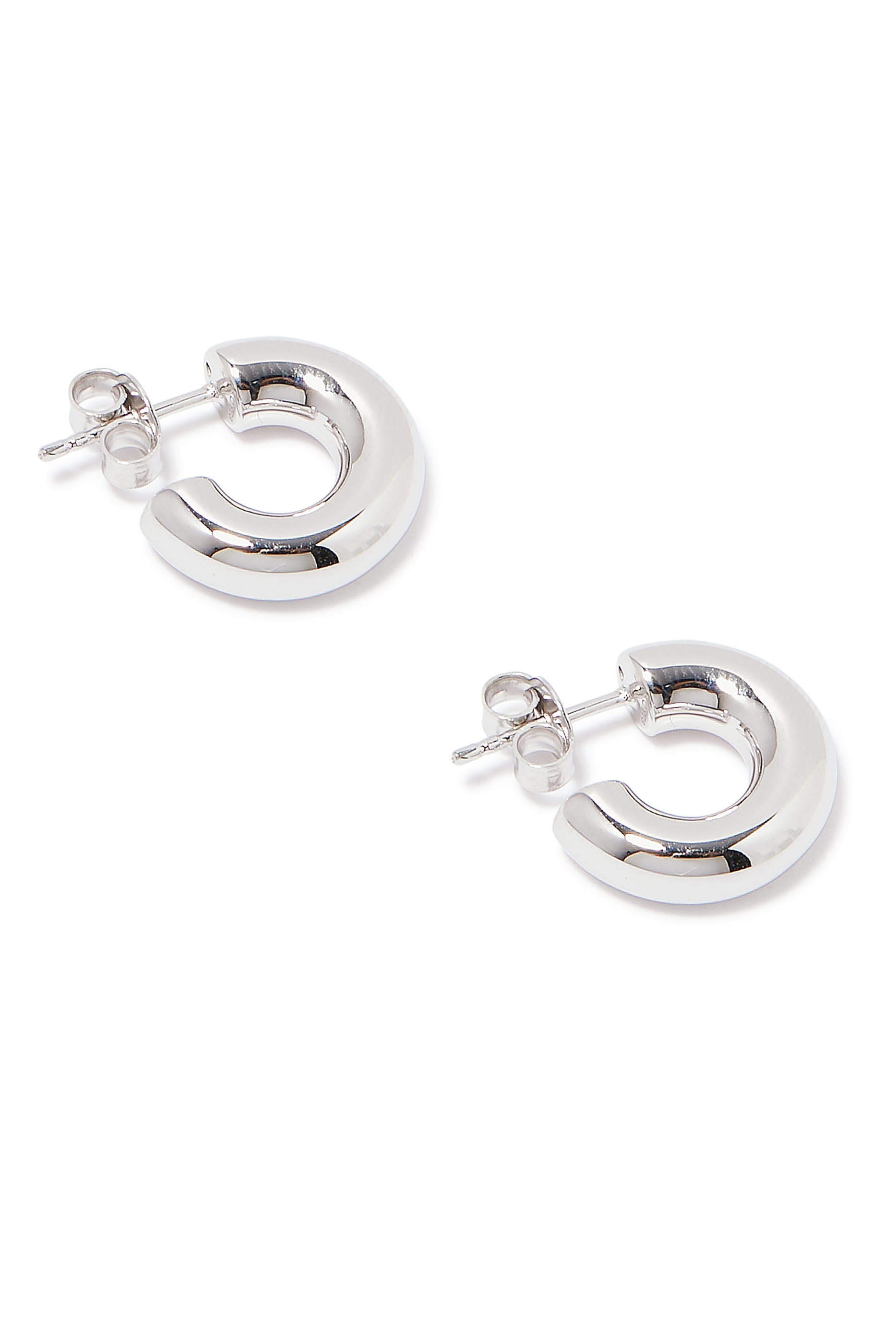 Chubby Small Hoop Earrings,  Rhodium Plated on Recycled Sterling Silver