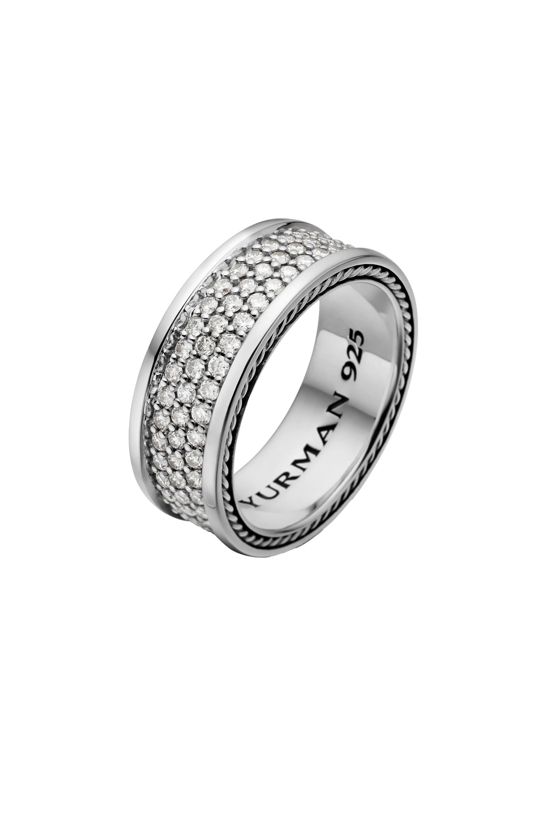 Streamline® Pavé Three Row Band Ring, Sterling Silver & Diamonds