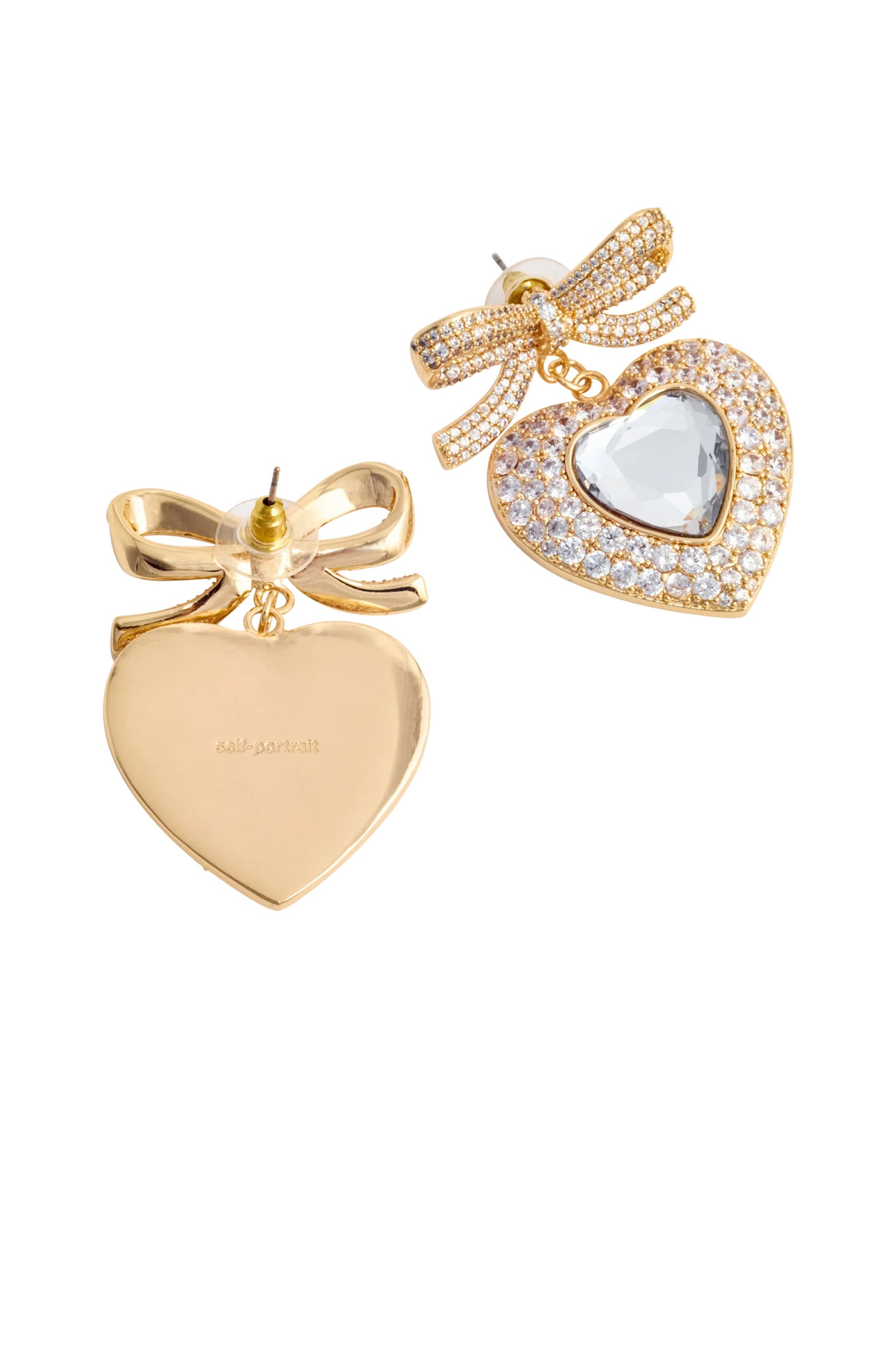 Bow Crystal Heart Earrings