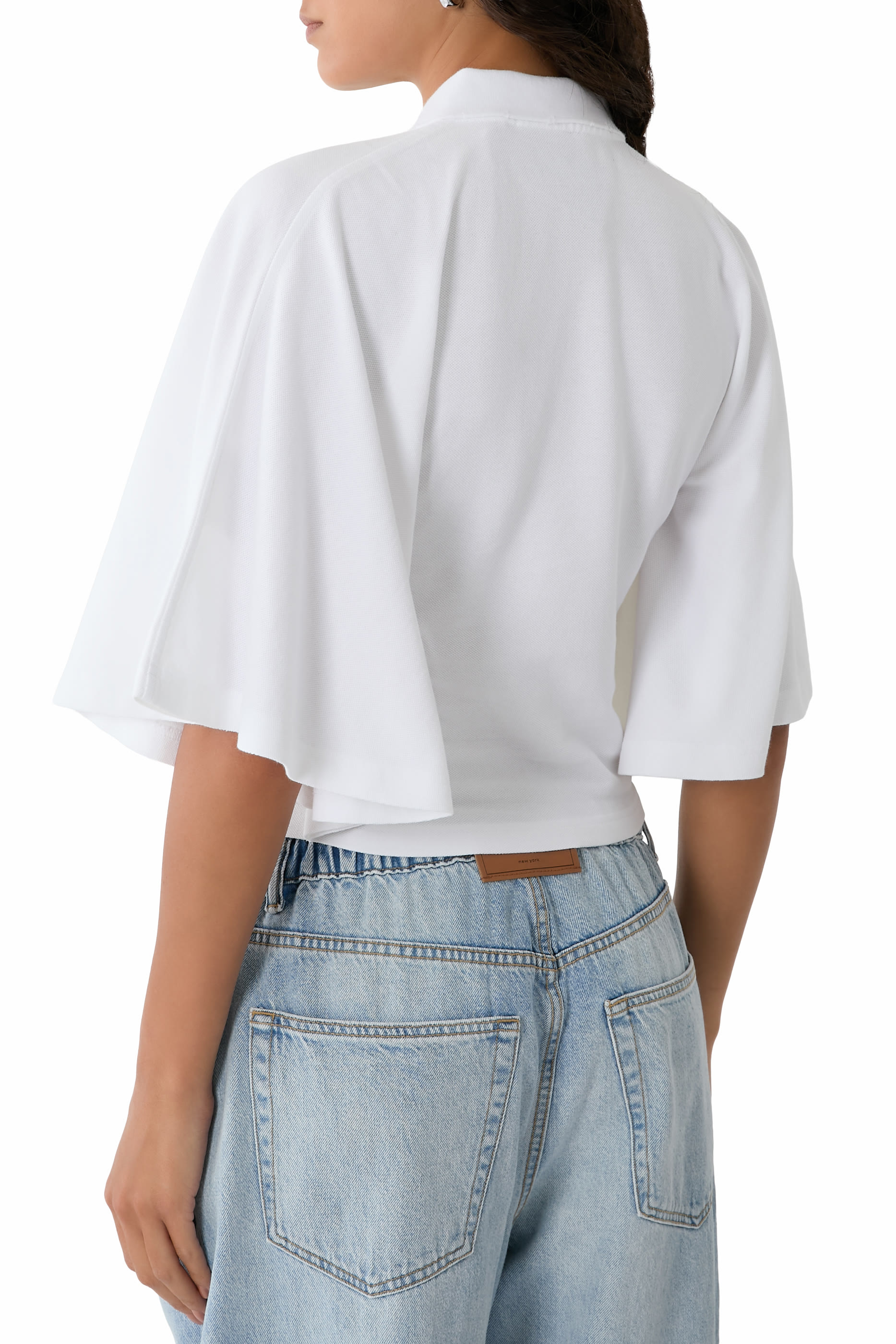 Draped Sleeve Fitted Polo